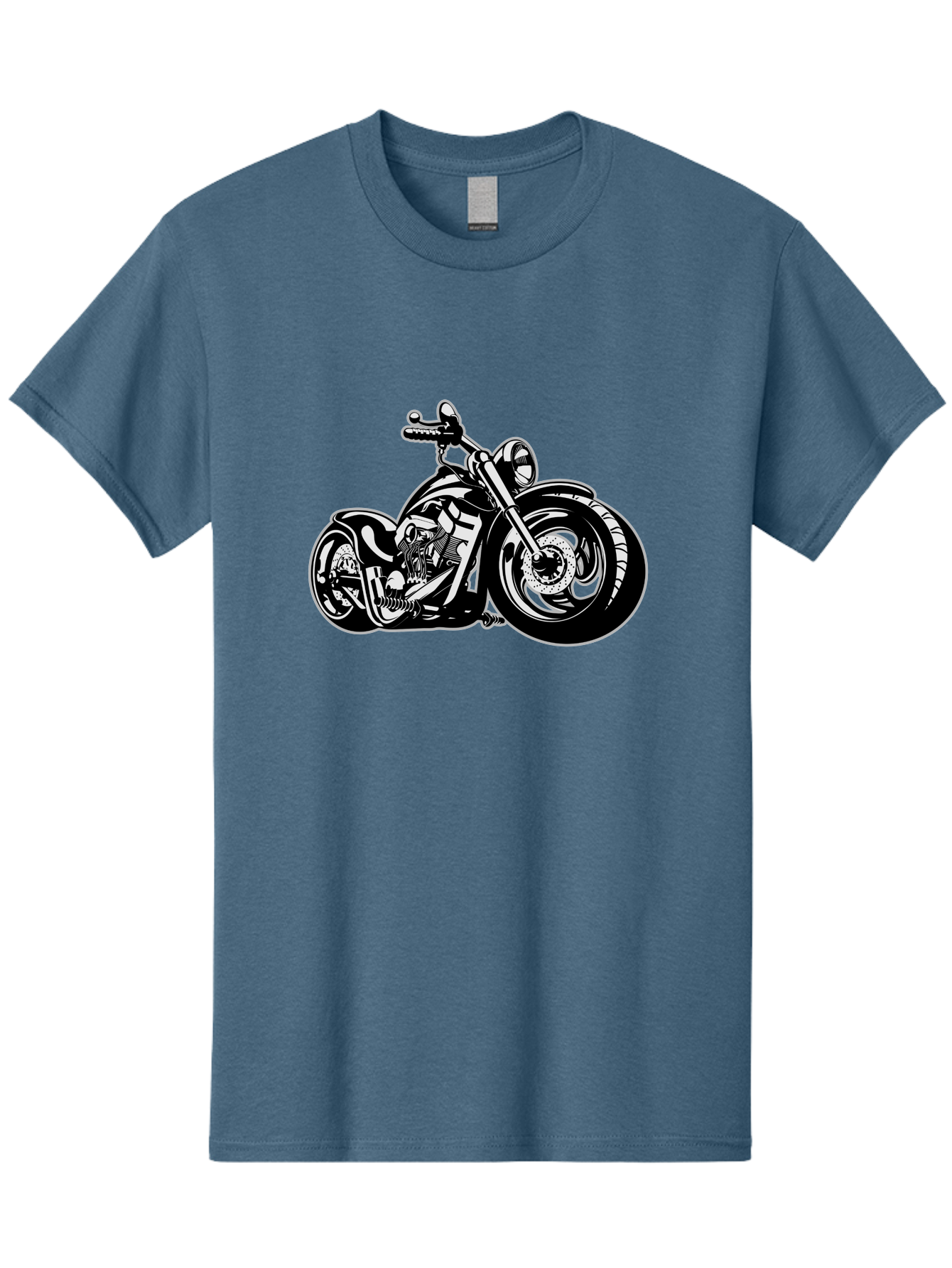 Chopper-Motorcycle Men'S Graphic Tee, 100% Cotton, Comfortable Casual Summer Wear, Machine Washable, Custom Motorcycle, Chopper Bike, Black And White Illustration, Biker Culture, Motorcycle Art, Custom Wheels, Chrome Exhaust, Motorbike Design Aab644
