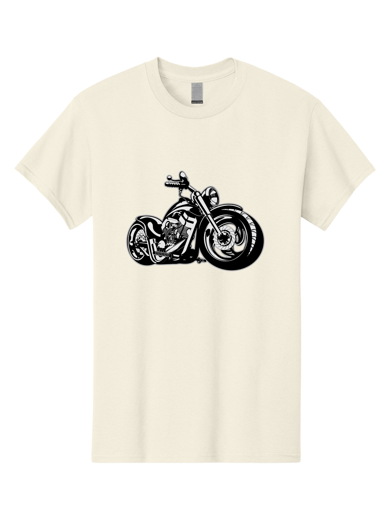 Chopper-Motorcycle Men'S Graphic Tee, 100% Cotton, Comfortable Casual Summer Wear, Machine Washable, Custom Motorcycle, Chopper Bike, Black And White Illustration, Biker Culture, Motorcycle Art, Custom Wheels, Chrome Exhaust, Motorbike Design Aab644