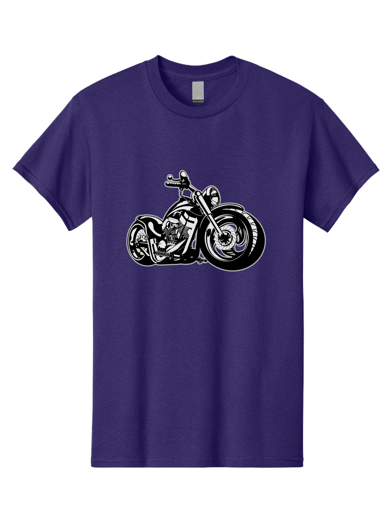 Chopper-Motorcycle Men'S Graphic Tee, 100% Cotton, Comfortable Casual Summer Wear, Machine Washable, Custom Motorcycle, Chopper Bike, Black And White Illustration, Biker Culture, Motorcycle Art, Custom Wheels, Chrome Exhaust, Motorbike Design Aab644