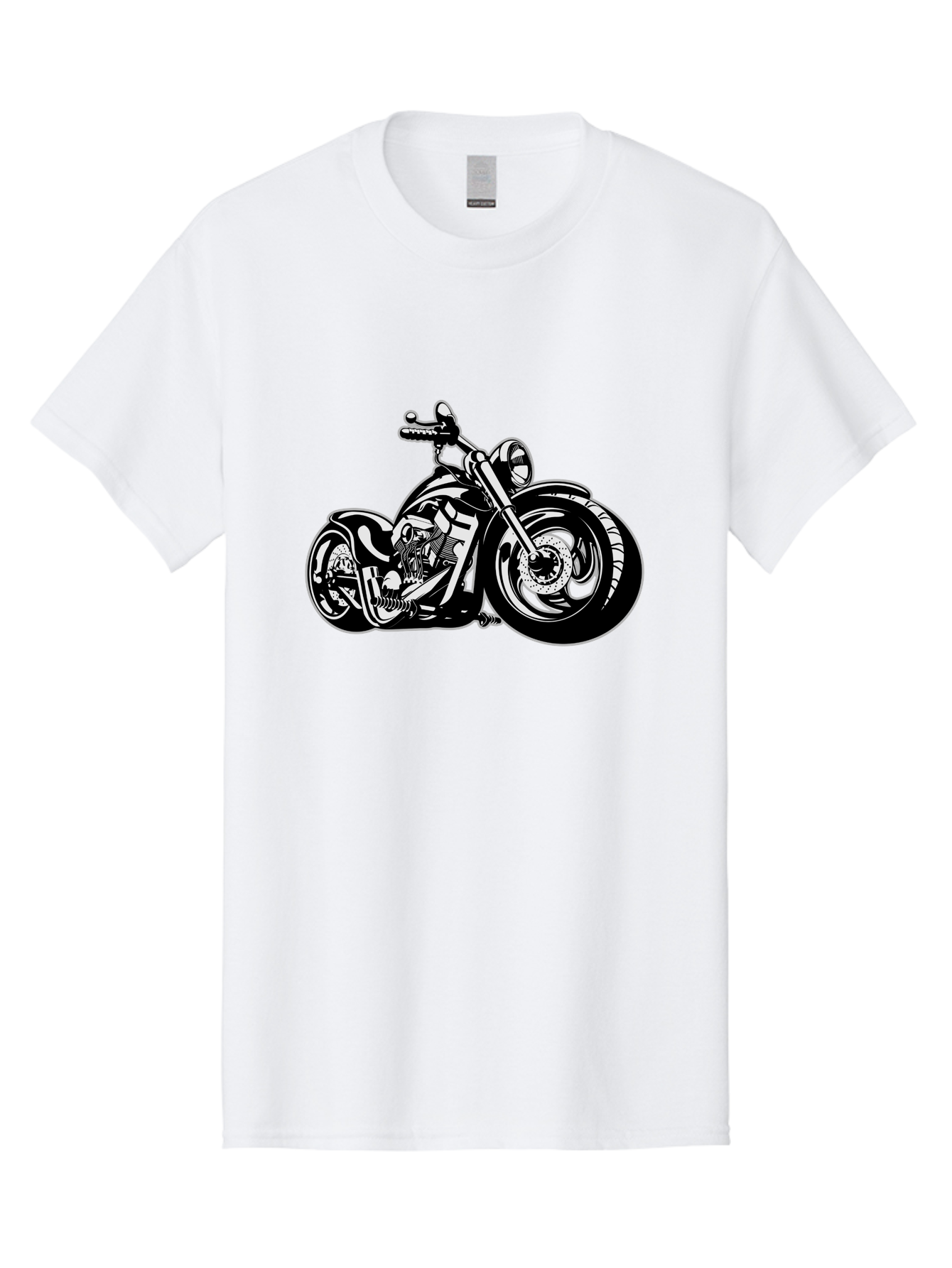 Chopper-Motorcycle Men'S Graphic Tee, 100% Cotton, Comfortable Casual Summer Wear, Machine Washable, Custom Motorcycle, Chopper Bike, Black And White Illustration, Biker Culture, Motorcycle Art, Custom Wheels, Chrome Exhaust, Motorbike Design Aab644