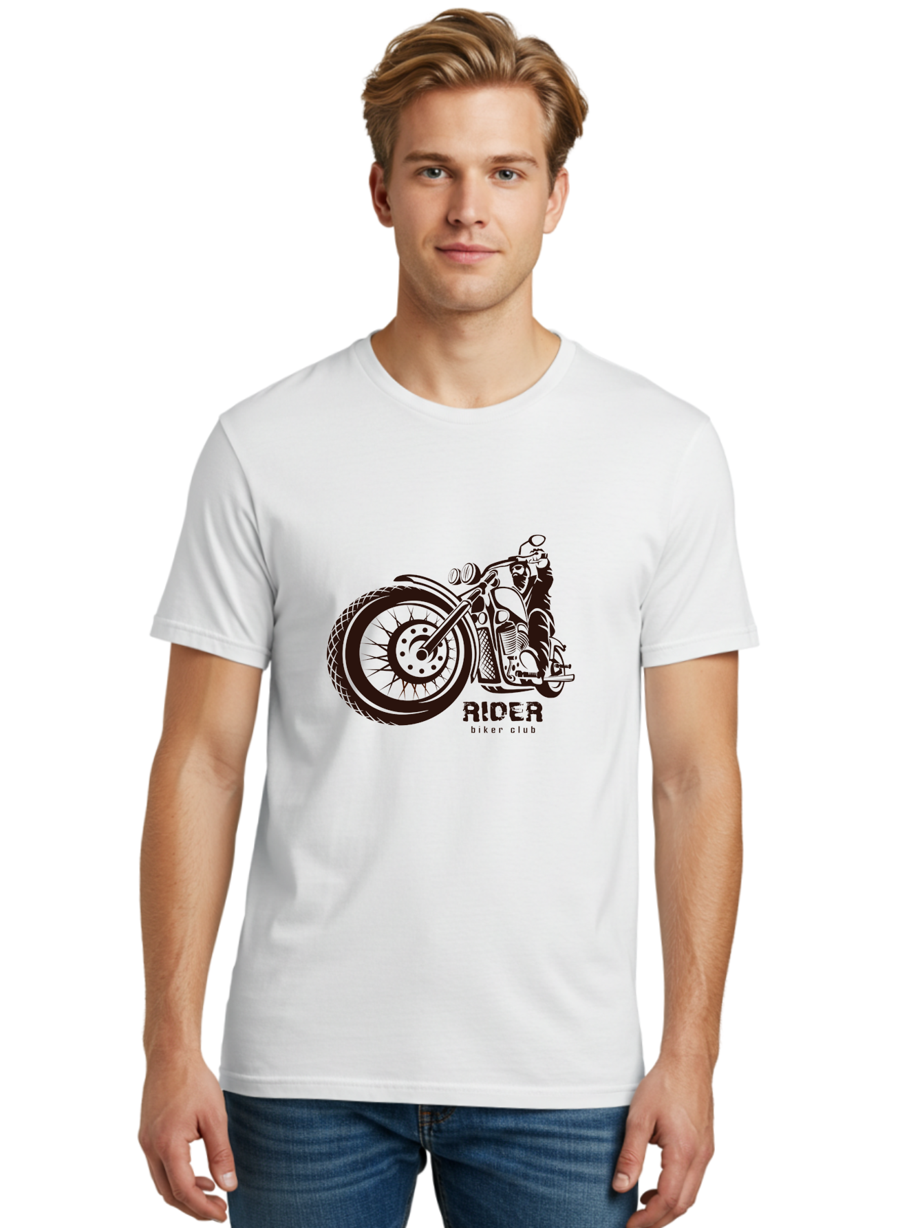 Rider-Biker-Club Men'S Graphic Tee, 100% Cotton, Comfortable Casual Summer Wear, Machine Washable, Motorcycle Club, Biker Culture, Vintage Bike, Rider Logo, Motorcycle Design, Biker Gang, Retro Motorcycle, Biker Apparel Aab645