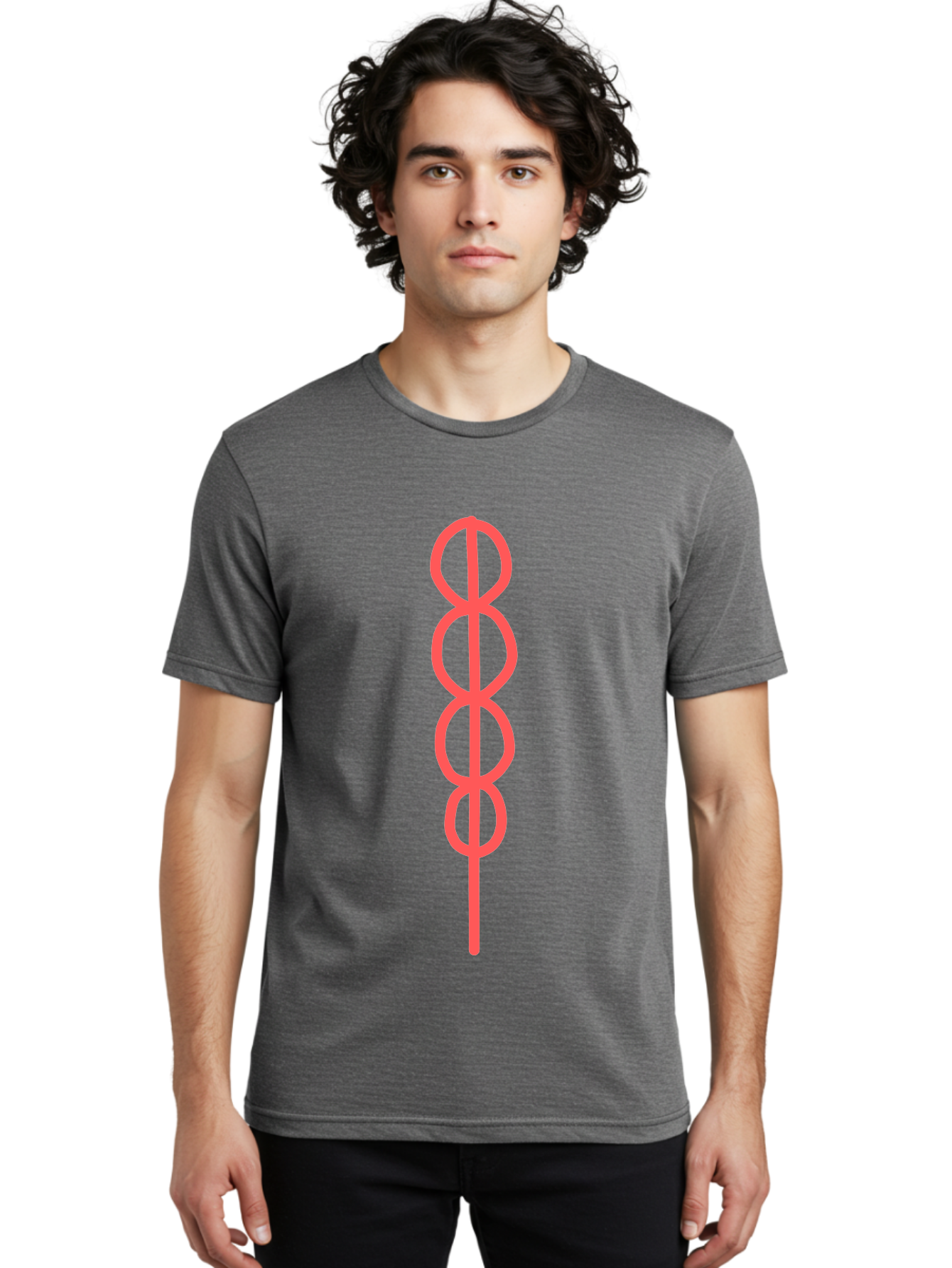 8-Symbol Men'S Graphic Tee, 100% Cotton, Comfortable Casual Summer Wear, Machine Washable, Interconnected Loops, Infinite Symbol, Abstract Art, Minimalist Design, Pink Outline, Symbolic Representation, Eternity, Endless Loop, Geometric Shape Aab647
