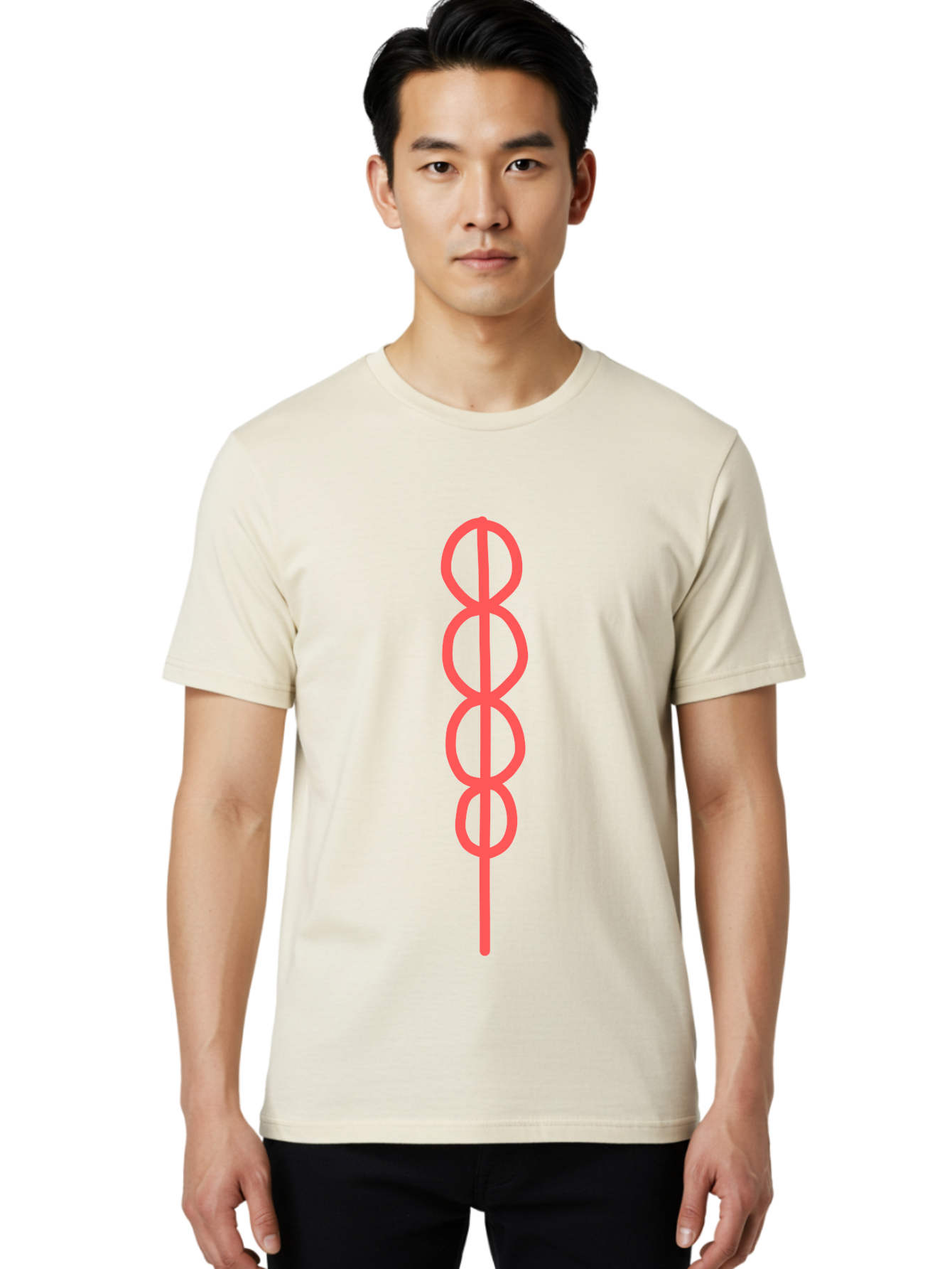 8-Symbol Men'S Graphic Tee, 100% Cotton, Comfortable Casual Summer Wear, Machine Washable, Interconnected Loops, Infinite Symbol, Abstract Art, Minimalist Design, Pink Outline, Symbolic Representation, Eternity, Endless Loop, Geometric Shape Aab647