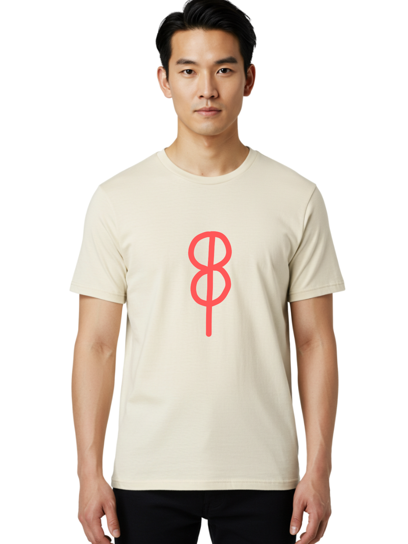 8 Men'S Graphic Tee, 100% Cotton, Comfortable Casual Summer Wear, Machine Washable, Peace Sign, Symbol Of Peace, Protest Symbol, Iconic Symbol, Red Color, Minimalist Design, Simple Graphic, Activism, Social Movement Aab648
