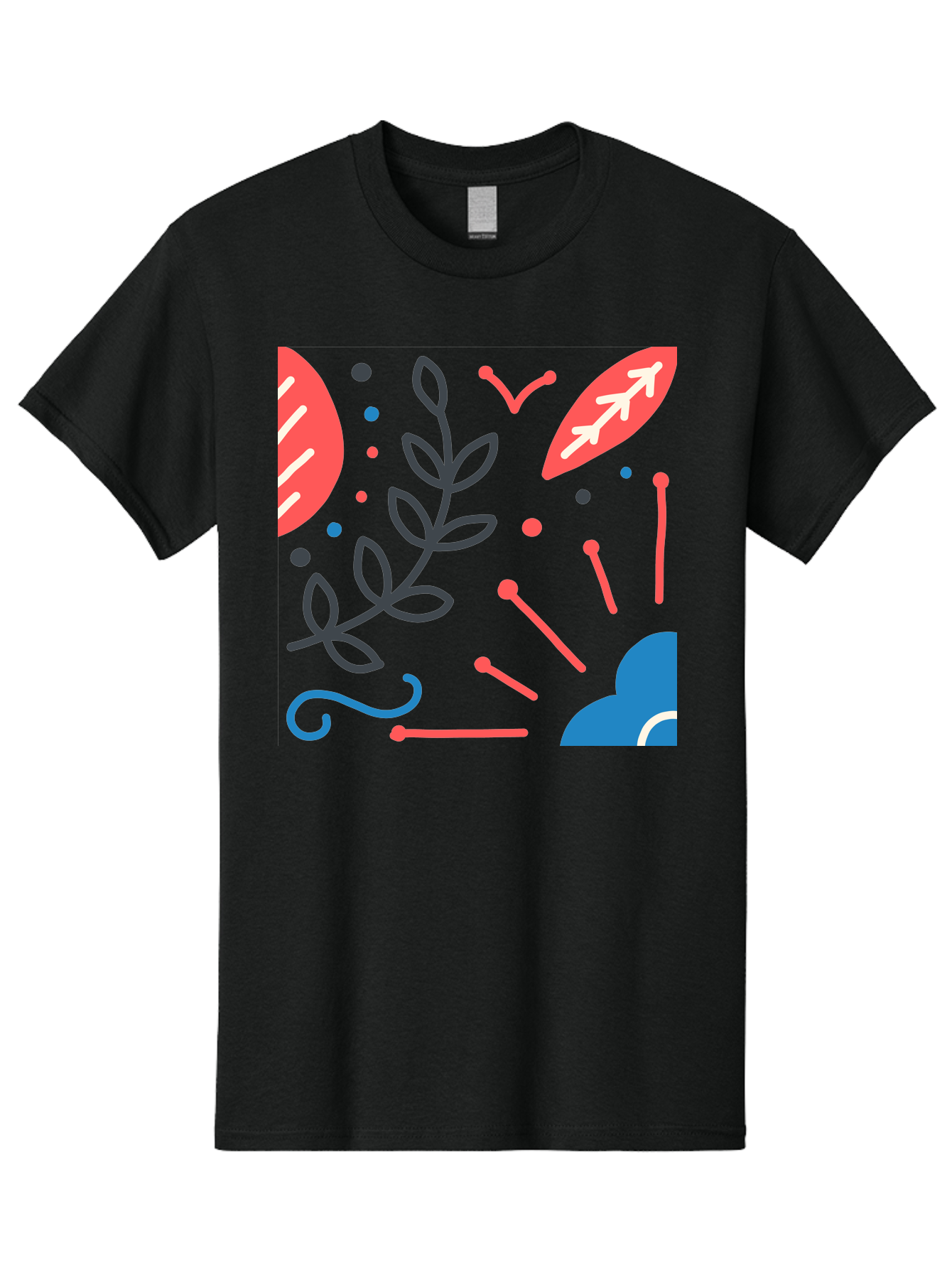 Abstract-Floral-Pattern-2 Men'S Graphic Tee, 100% Cotton, Comfortable Casual Summer Wear, Machine Washable, Memphis Pattern, Abstract Design, Colorful Shapes, Playful Art, Trendy Graphics, Modern Illustration, Vibrant Leaves, Aab651