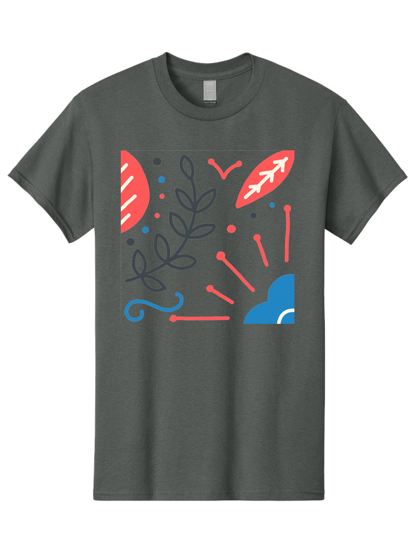 Abstract-Floral-Pattern-2 Men'S Graphic Tee, 100% Cotton, Comfortable Casual Summer Wear, Machine Washable, Memphis Pattern, Abstract Design, Colorful Shapes, Playful Art, Trendy Graphics, Modern Illustration, Vibrant Leaves, Aab651