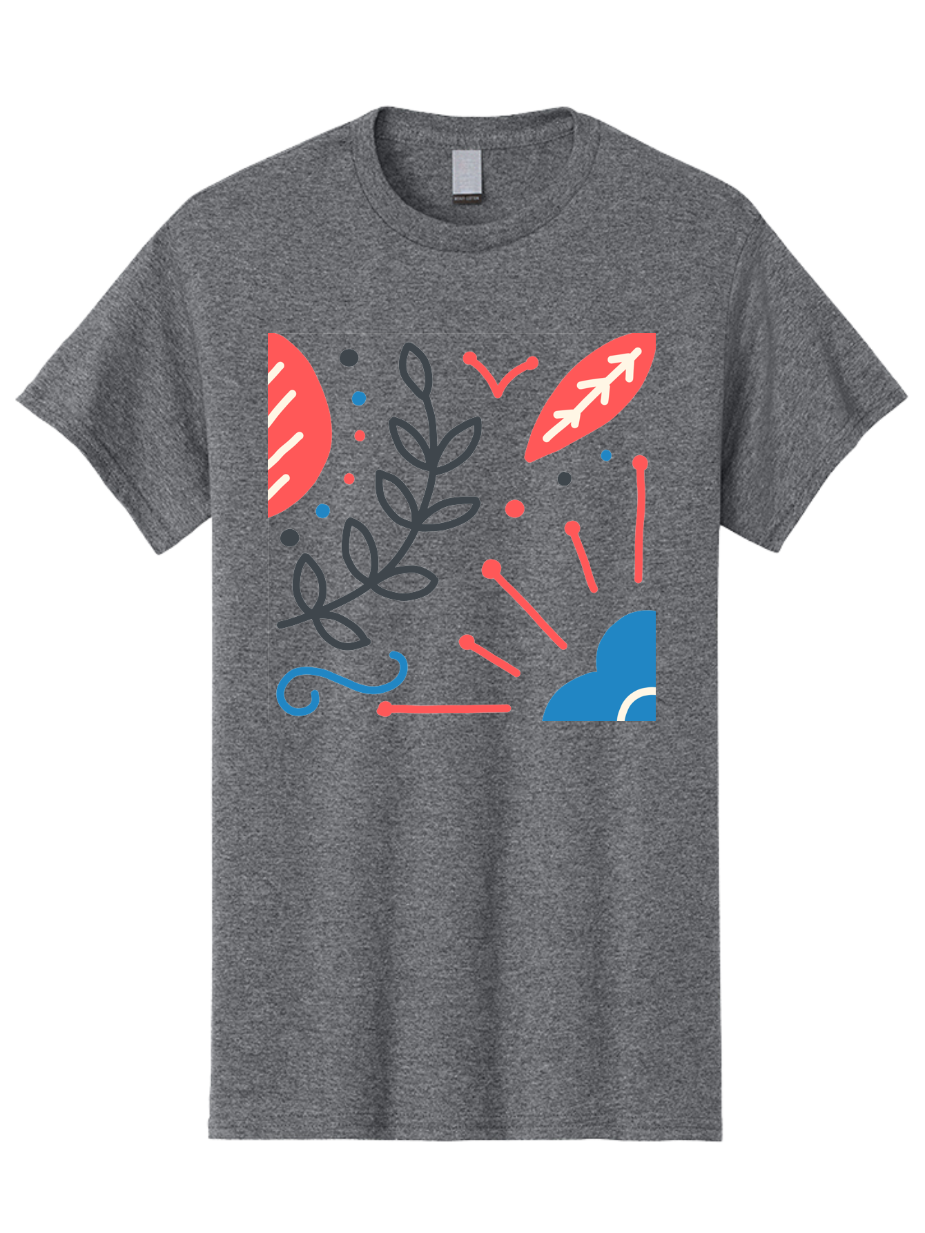 Abstract-Floral-Pattern-2 Men'S Graphic Tee, 100% Cotton, Comfortable Casual Summer Wear, Machine Washable, Memphis Pattern, Abstract Design, Colorful Shapes, Playful Art, Trendy Graphics, Modern Illustration, Vibrant Leaves, Aab651