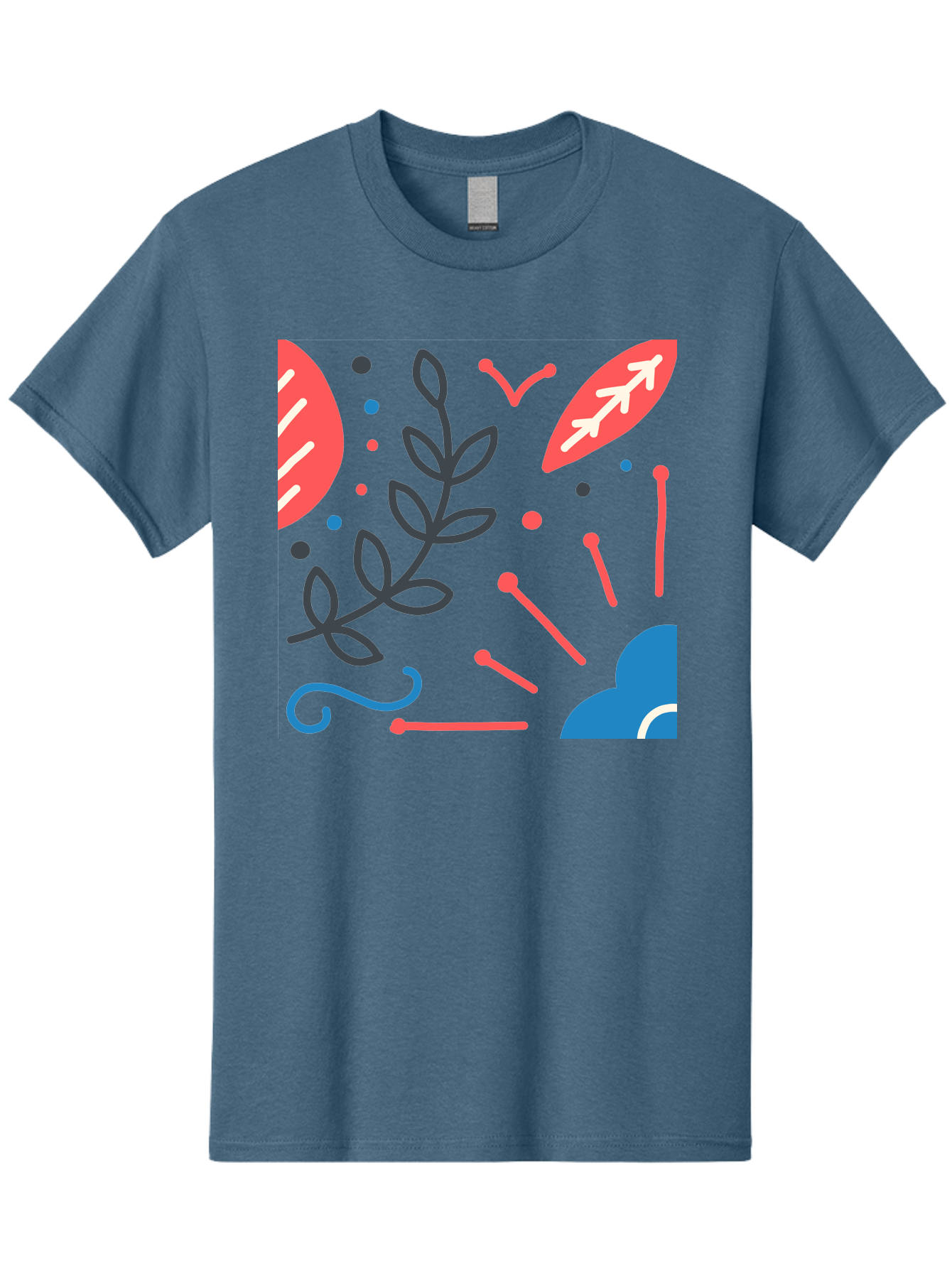 Abstract-Floral-Pattern-2 Men'S Graphic Tee, 100% Cotton, Comfortable Casual Summer Wear, Machine Washable, Memphis Pattern, Abstract Design, Colorful Shapes, Playful Art, Trendy Graphics, Modern Illustration, Vibrant Leaves, Aab651