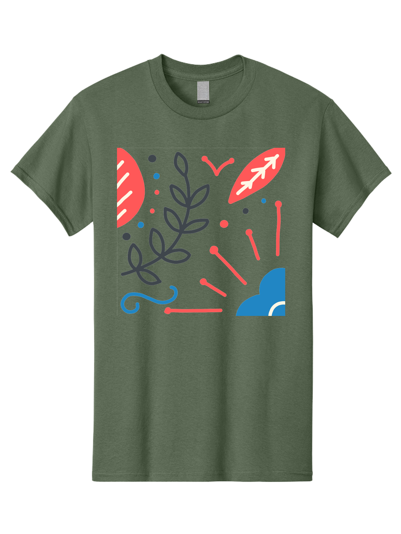 Abstract-Floral-Pattern-2 Men'S Graphic Tee, 100% Cotton, Comfortable Casual Summer Wear, Machine Washable, Memphis Pattern, Abstract Design, Colorful Shapes, Playful Art, Trendy Graphics, Modern Illustration, Vibrant Leaves, Aab651