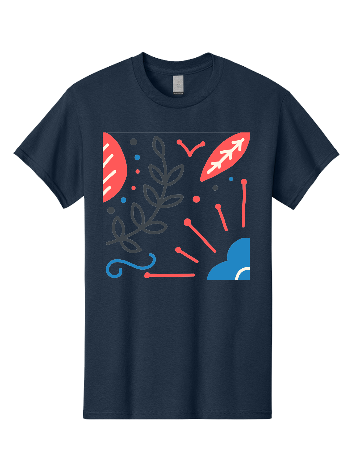 Abstract-Floral-Pattern-2 Men'S Graphic Tee, 100% Cotton, Comfortable Casual Summer Wear, Machine Washable, Memphis Pattern, Abstract Design, Colorful Shapes, Playful Art, Trendy Graphics, Modern Illustration, Vibrant Leaves, Aab651