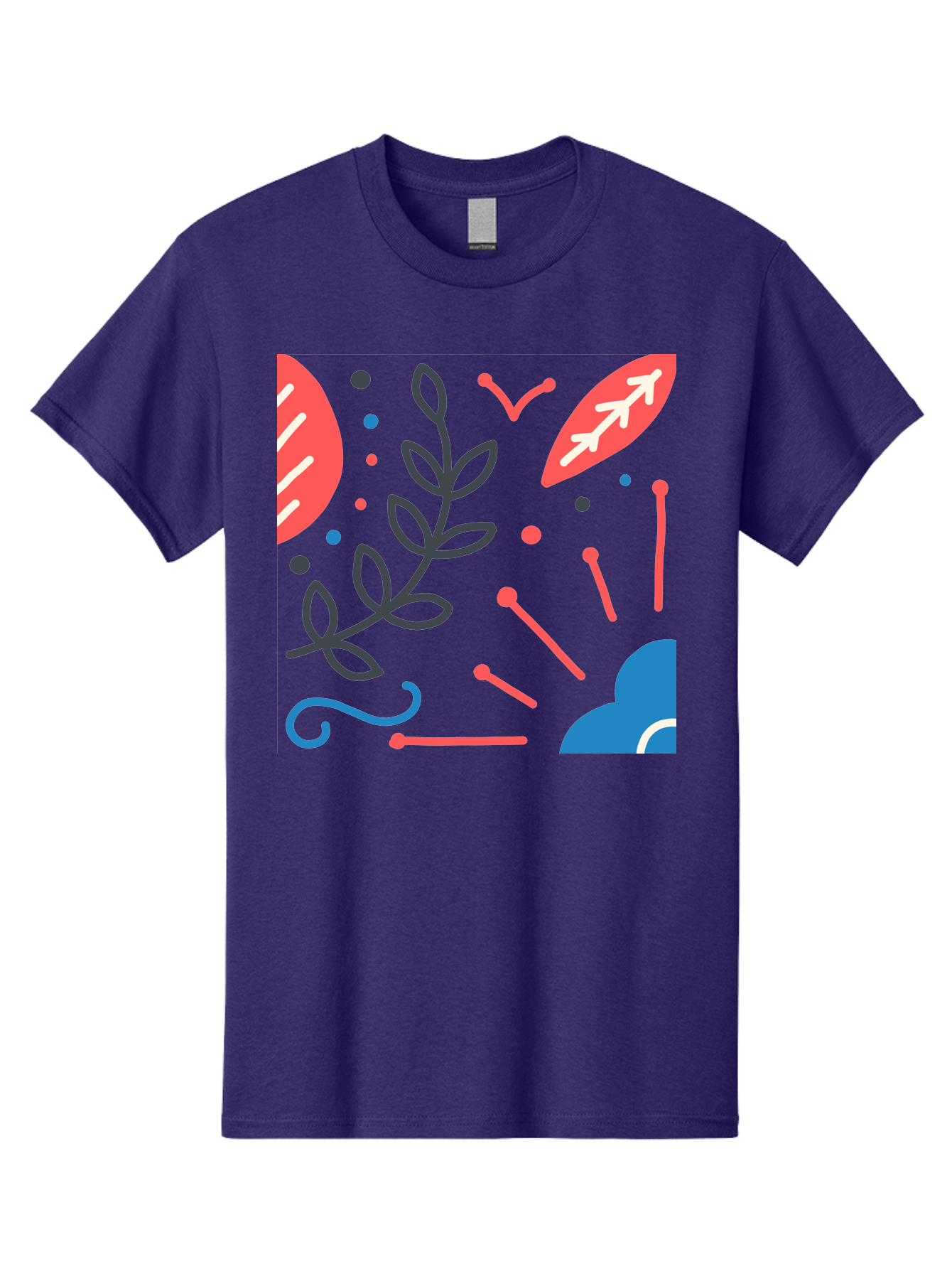 Abstract-Floral-Pattern-2 Men'S Graphic Tee, 100% Cotton, Comfortable Casual Summer Wear, Machine Washable, Memphis Pattern, Abstract Design, Colorful Shapes, Playful Art, Trendy Graphics, Modern Illustration, Vibrant Leaves, Aab651