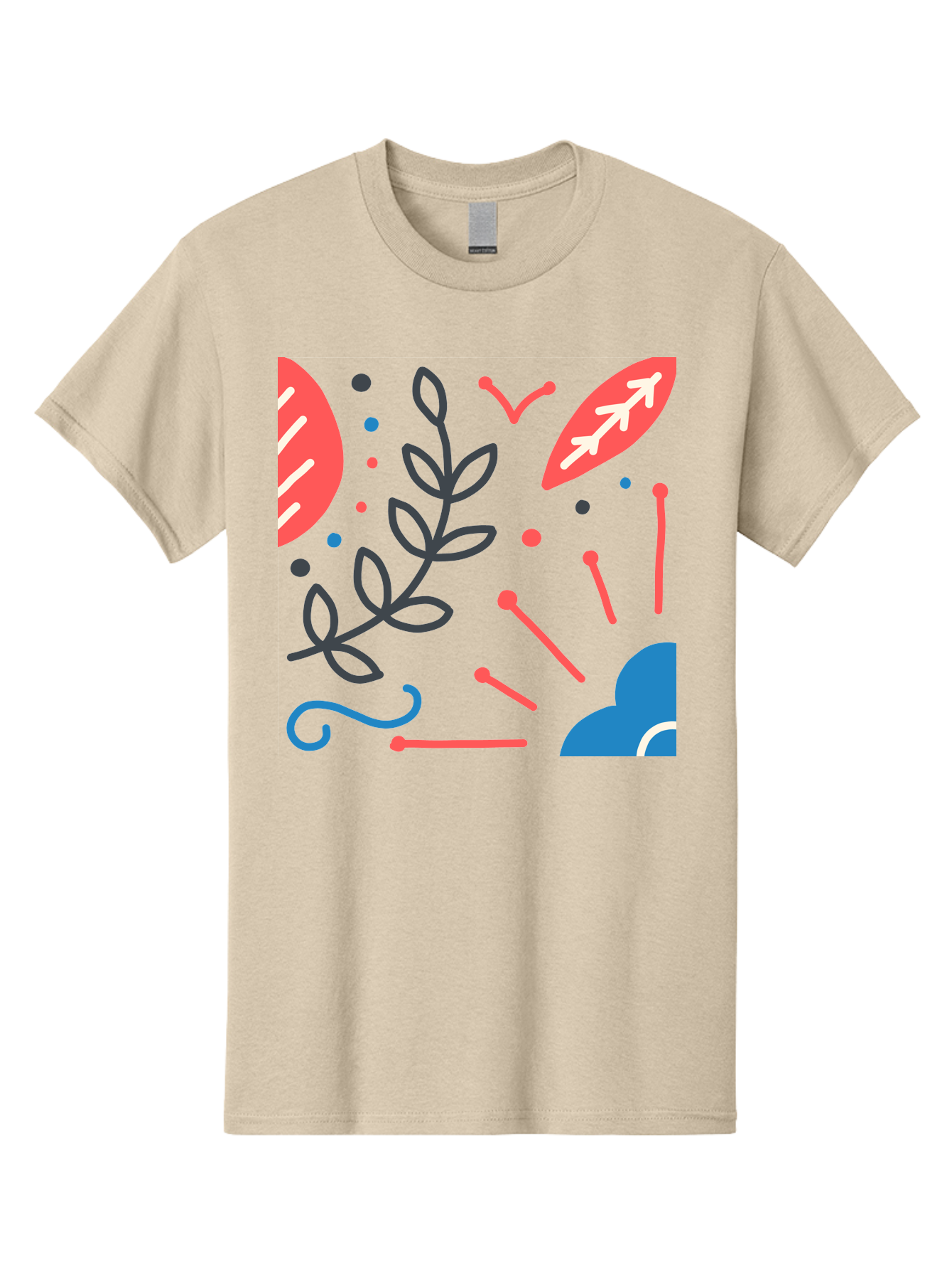 Abstract-Floral-Pattern-2 Men'S Graphic Tee, 100% Cotton, Comfortable Casual Summer Wear, Machine Washable, Memphis Pattern, Abstract Design, Colorful Shapes, Playful Art, Trendy Graphics, Modern Illustration, Vibrant Leaves, Aab651