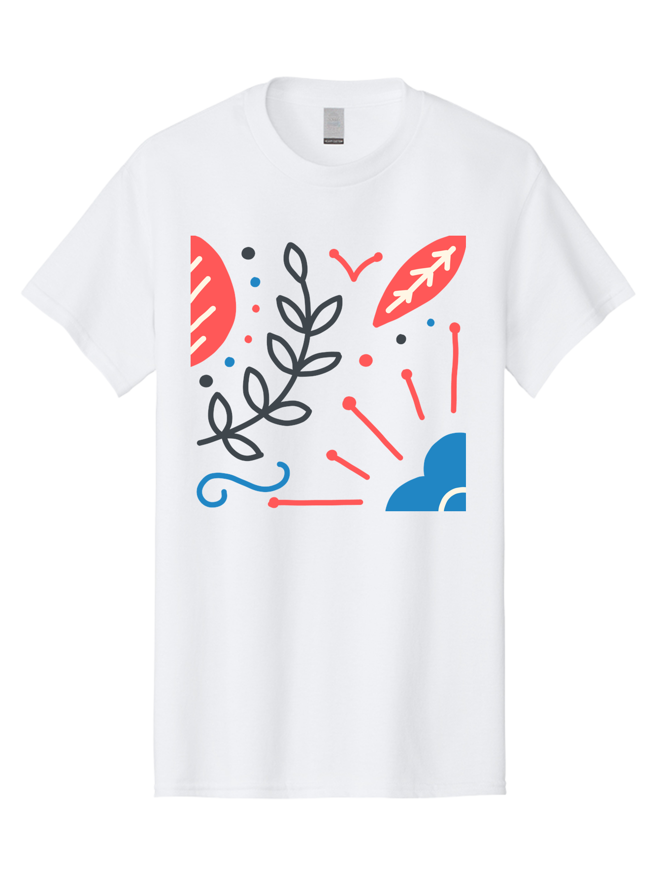 Abstract-Floral-Pattern-2 Men'S Graphic Tee, 100% Cotton, Comfortable Casual Summer Wear, Machine Washable, Memphis Pattern, Abstract Design, Colorful Shapes, Playful Art, Trendy Graphics, Modern Illustration, Vibrant Leaves, Aab651