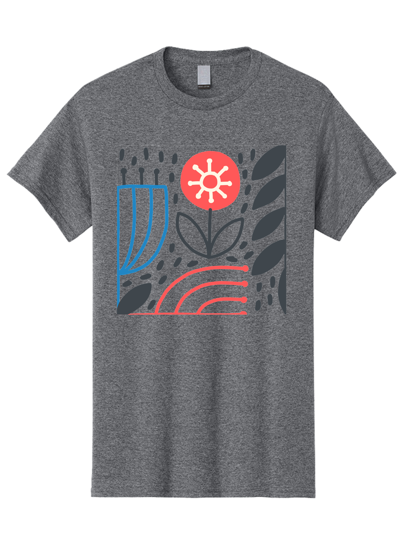 Abstract-Flower Men'S Graphic Tee, 100% Cotton, Comfortable Casual Summer Wear, Machine Washable, Stylish Flower, Abstract Art, Minimalist Design, Simple Shapes, Floral Pattern, Modern Aesthetic, Artistic Expression Aab654