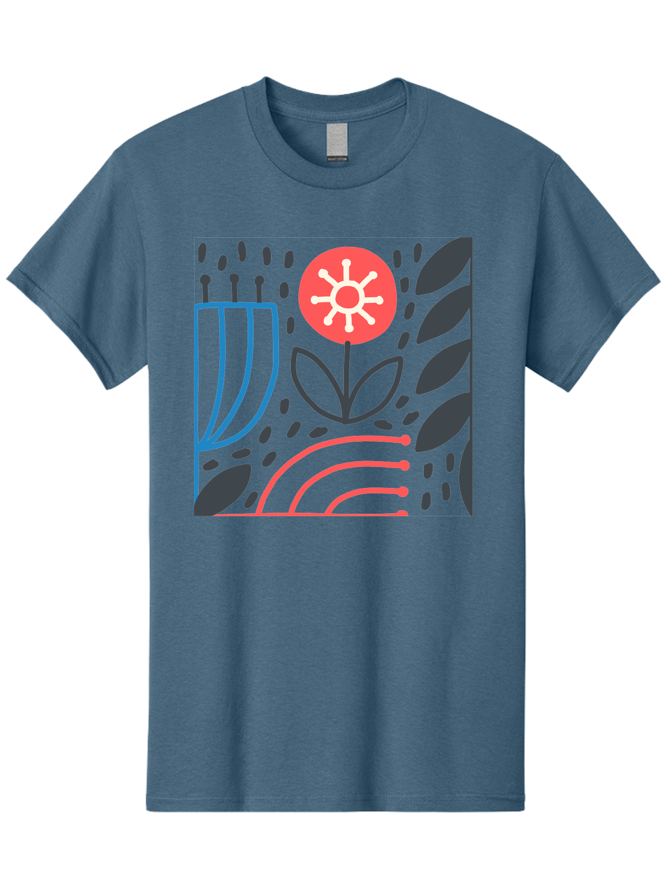 Abstract-Flower Men'S Graphic Tee, 100% Cotton, Comfortable Casual Summer Wear, Machine Washable, Stylish Flower, Abstract Art, Minimalist Design, Simple Shapes, Floral Pattern, Modern Aesthetic, Artistic Expression Aab654