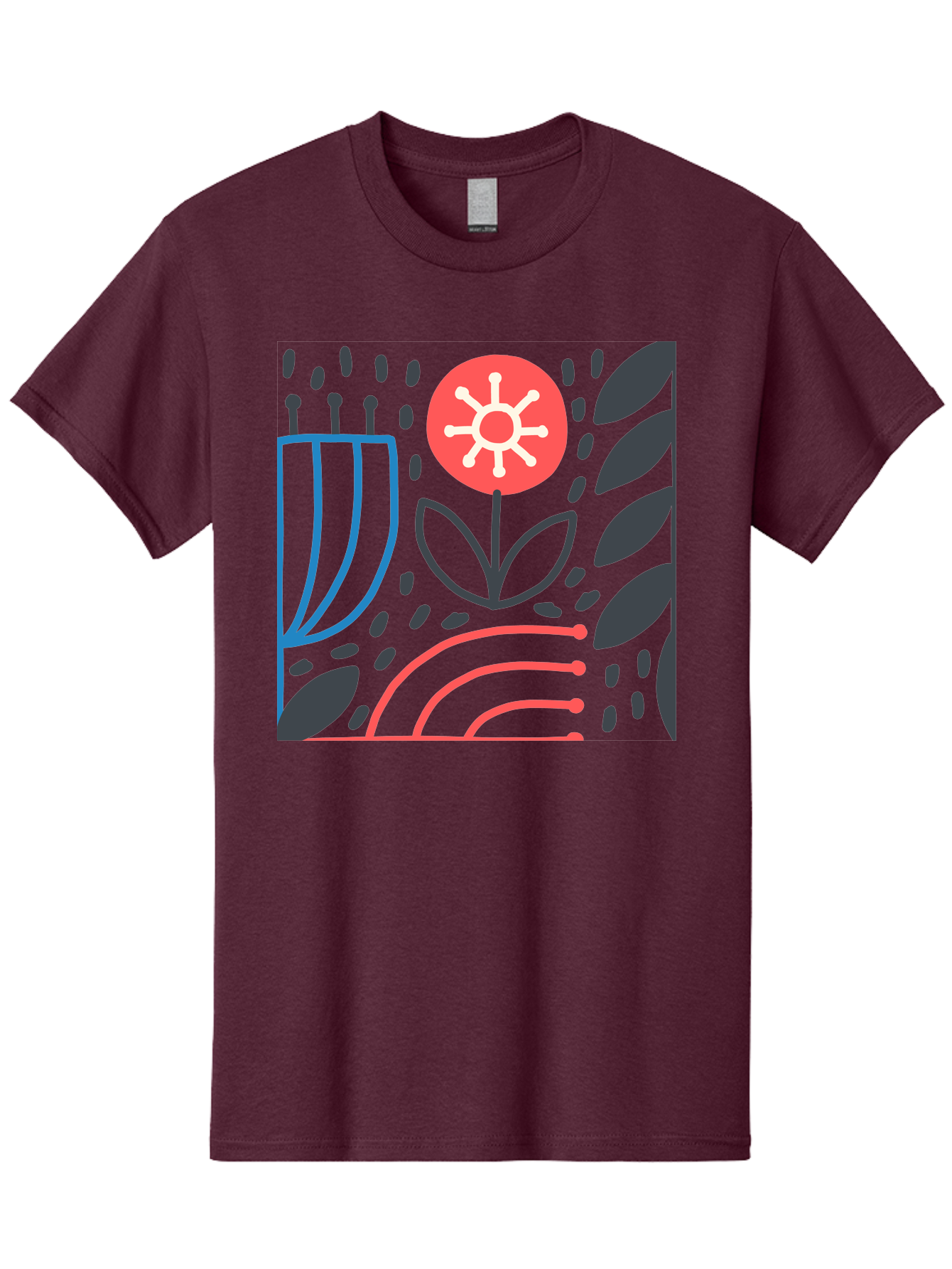 Abstract-Flower Men'S Graphic Tee, 100% Cotton, Comfortable Casual Summer Wear, Machine Washable, Stylish Flower, Abstract Art, Minimalist Design, Simple Shapes, Floral Pattern, Modern Aesthetic, Artistic Expression Aab654