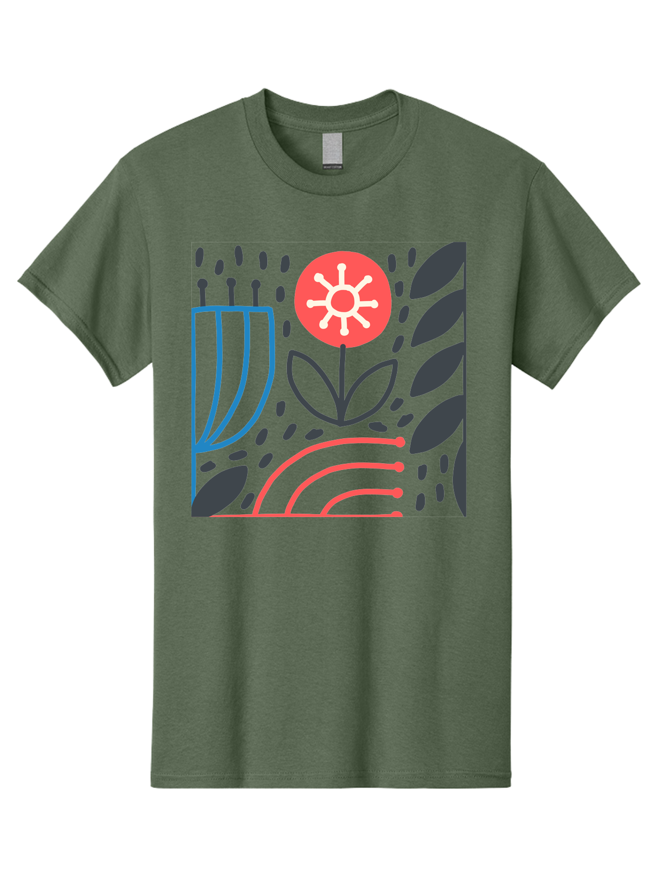 Abstract-Flower Men'S Graphic Tee, 100% Cotton, Comfortable Casual Summer Wear, Machine Washable, Stylish Flower, Abstract Art, Minimalist Design, Simple Shapes, Floral Pattern, Modern Aesthetic, Artistic Expression Aab654