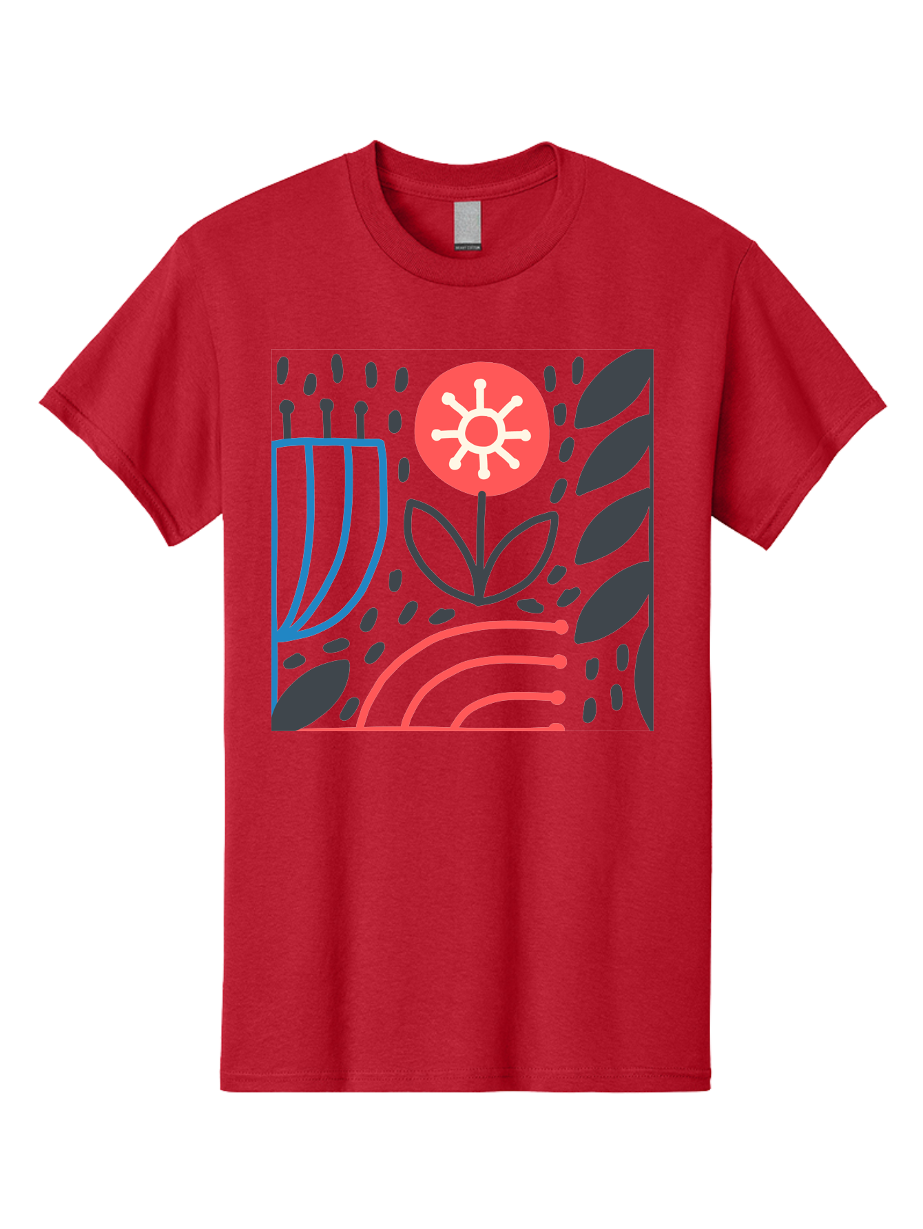 Abstract-Flower Men'S Graphic Tee, 100% Cotton, Comfortable Casual Summer Wear, Machine Washable, Stylish Flower, Abstract Art, Minimalist Design, Simple Shapes, Floral Pattern, Modern Aesthetic, Artistic Expression Aab654