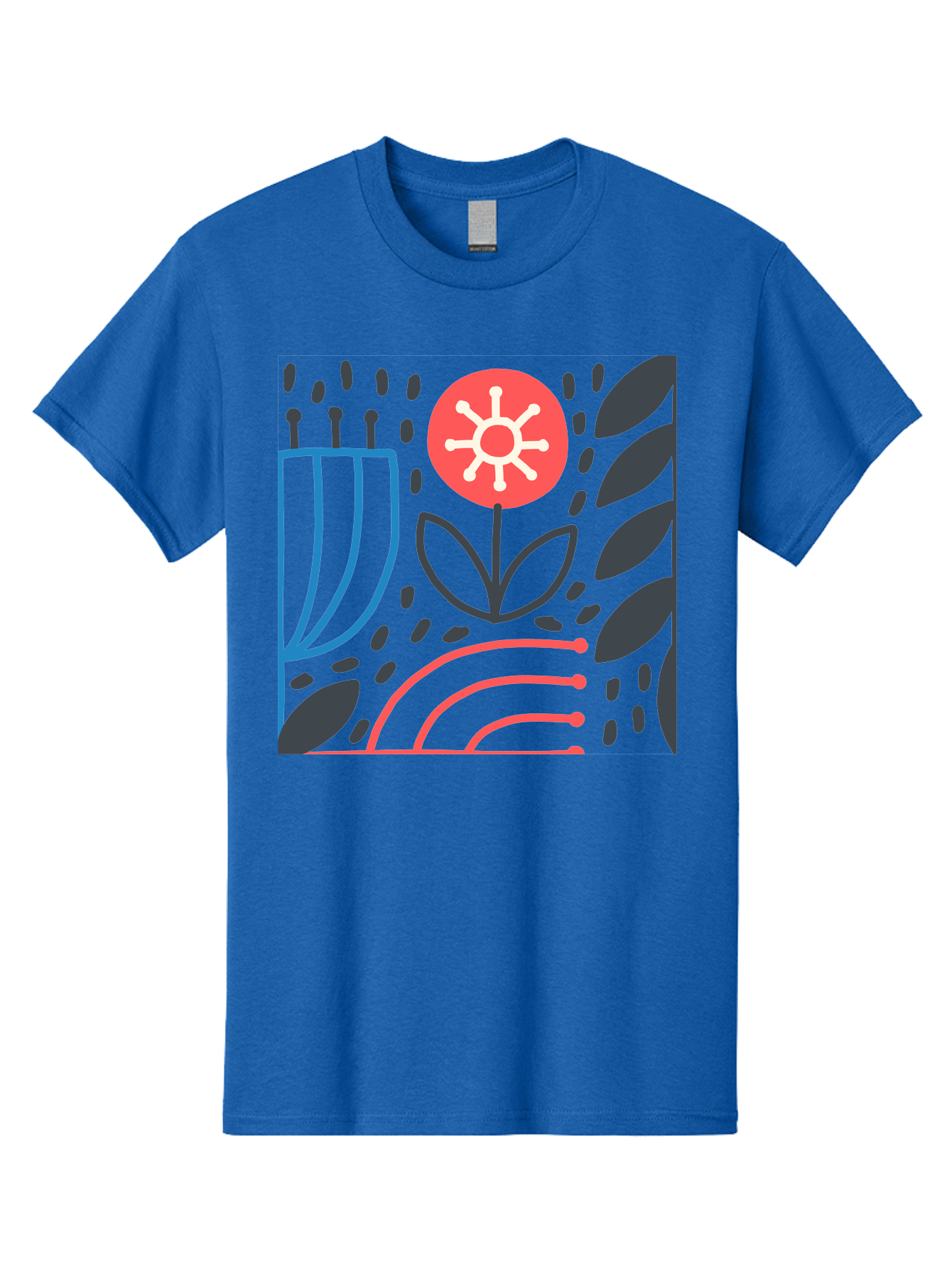 Abstract-Flower Men'S Graphic Tee, 100% Cotton, Comfortable Casual Summer Wear, Machine Washable, Stylish Flower, Abstract Art, Minimalist Design, Simple Shapes, Floral Pattern, Modern Aesthetic, Artistic Expression Aab654