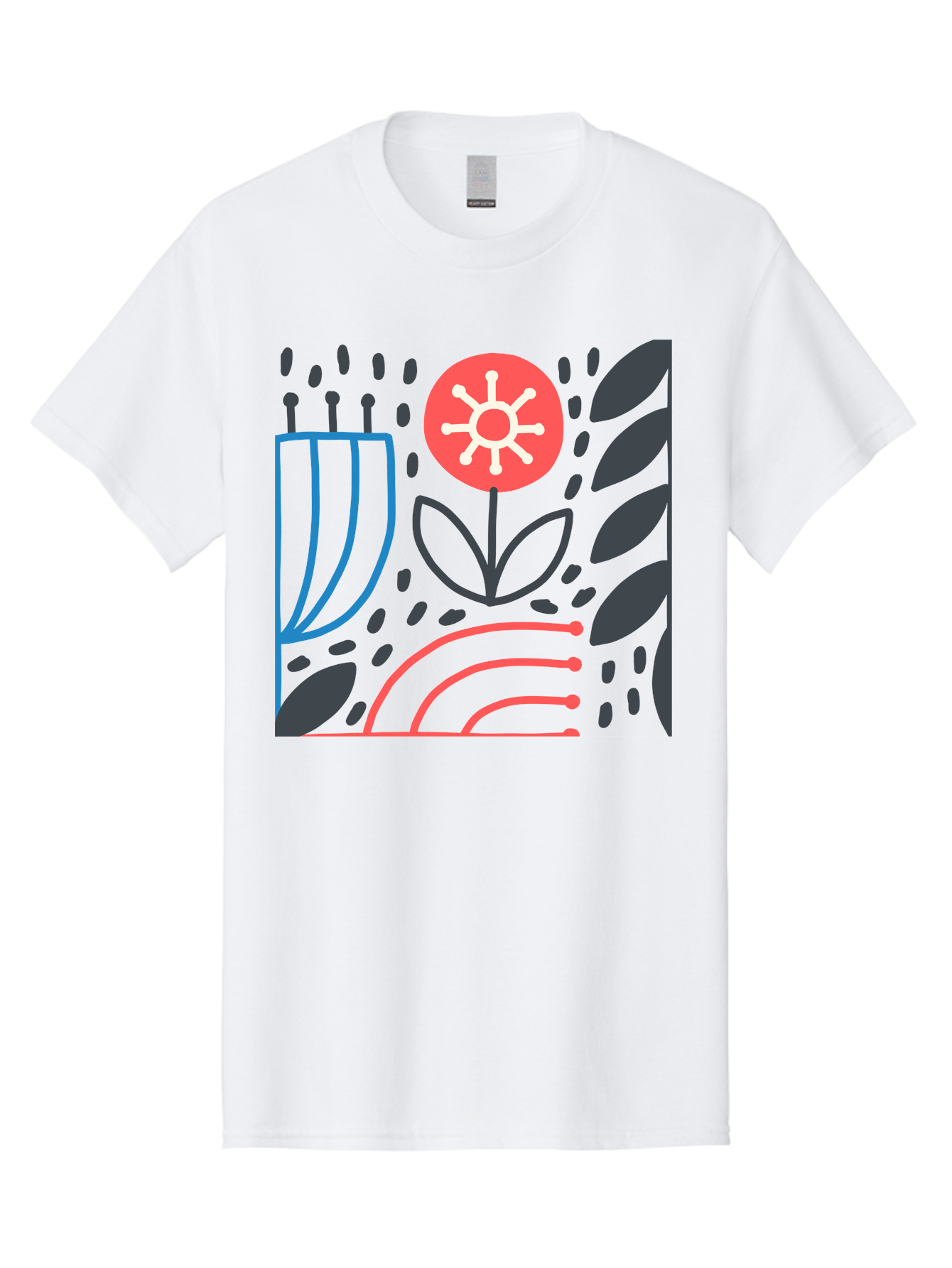 Abstract-Flower Men'S Graphic Tee, 100% Cotton, Comfortable Casual Summer Wear, Machine Washable, Stylish Flower, Abstract Art, Minimalist Design, Simple Shapes, Floral Pattern, Modern Aesthetic, Artistic Expression Aab654