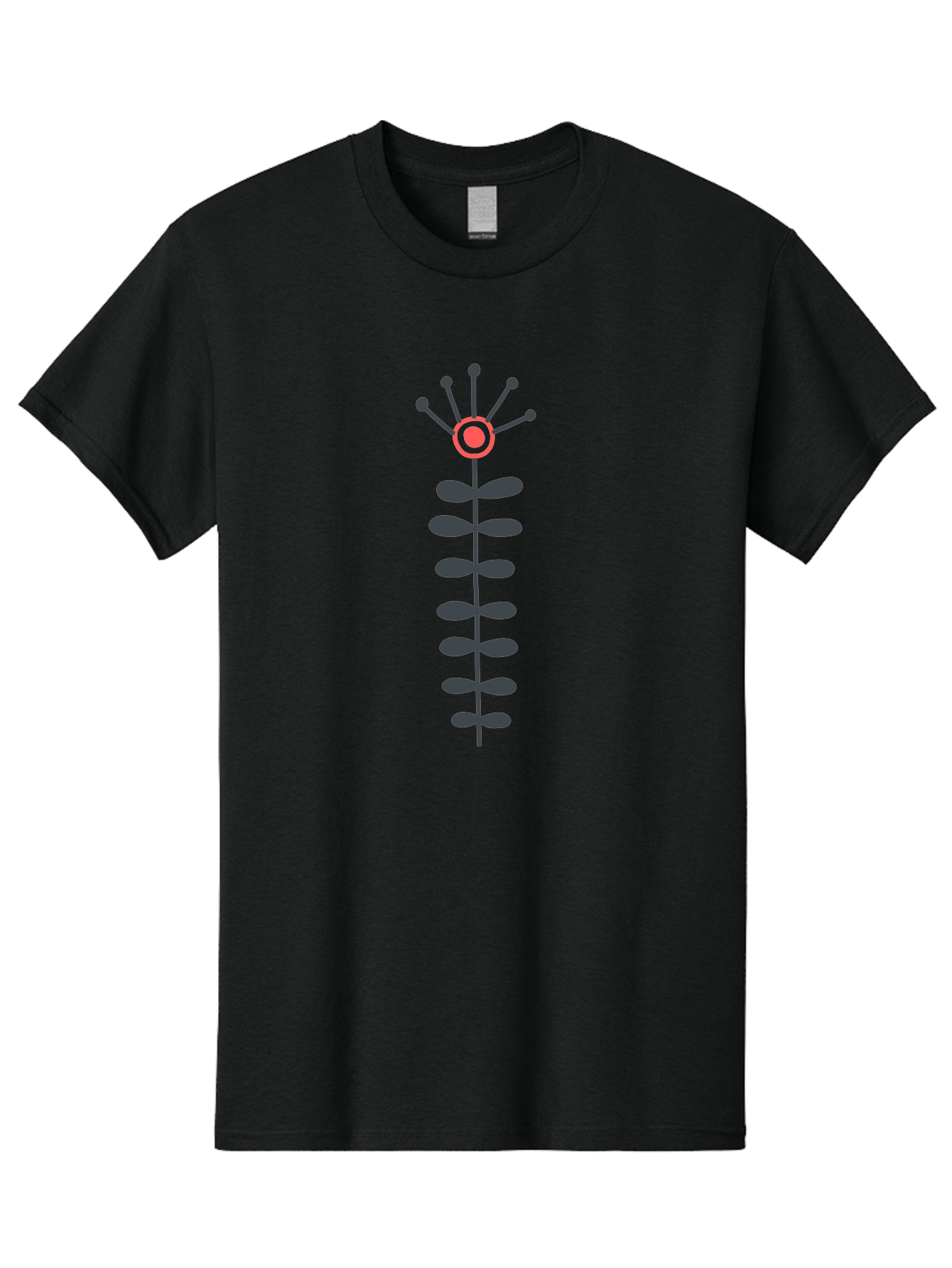 Atom Men'S Graphic Tee, 100% Cotton, Comfortable Casual Summer Wear, Machine Washable, Minimalist Flower Design, Simple Icon, Floral Symbol, Modern Graphic, Grey Petals, Pink Center Aab660