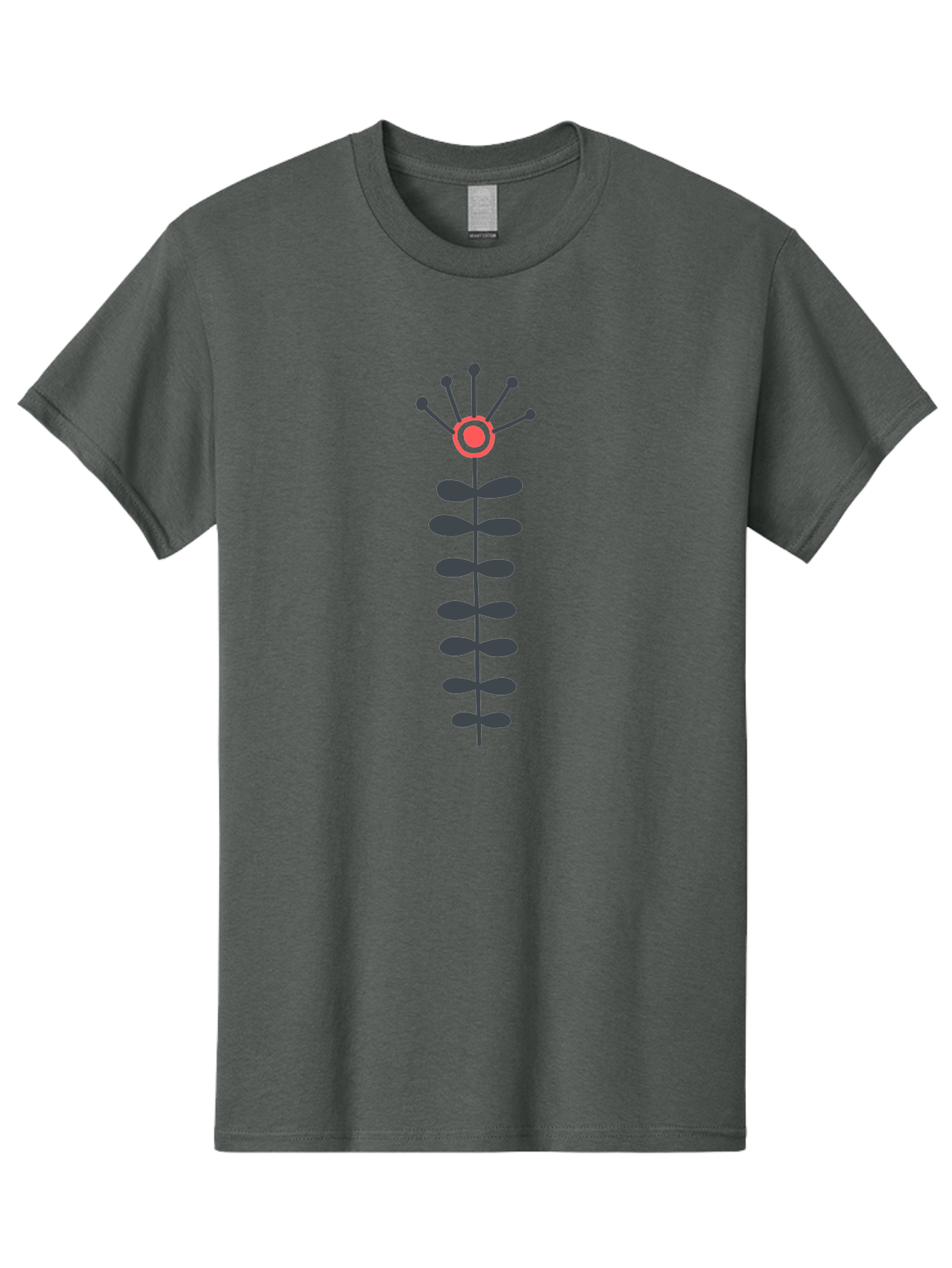 Atom Men'S Graphic Tee, 100% Cotton, Comfortable Casual Summer Wear, Machine Washable, Minimalist Flower Design, Simple Icon, Floral Symbol, Modern Graphic, Grey Petals, Pink Center Aab660