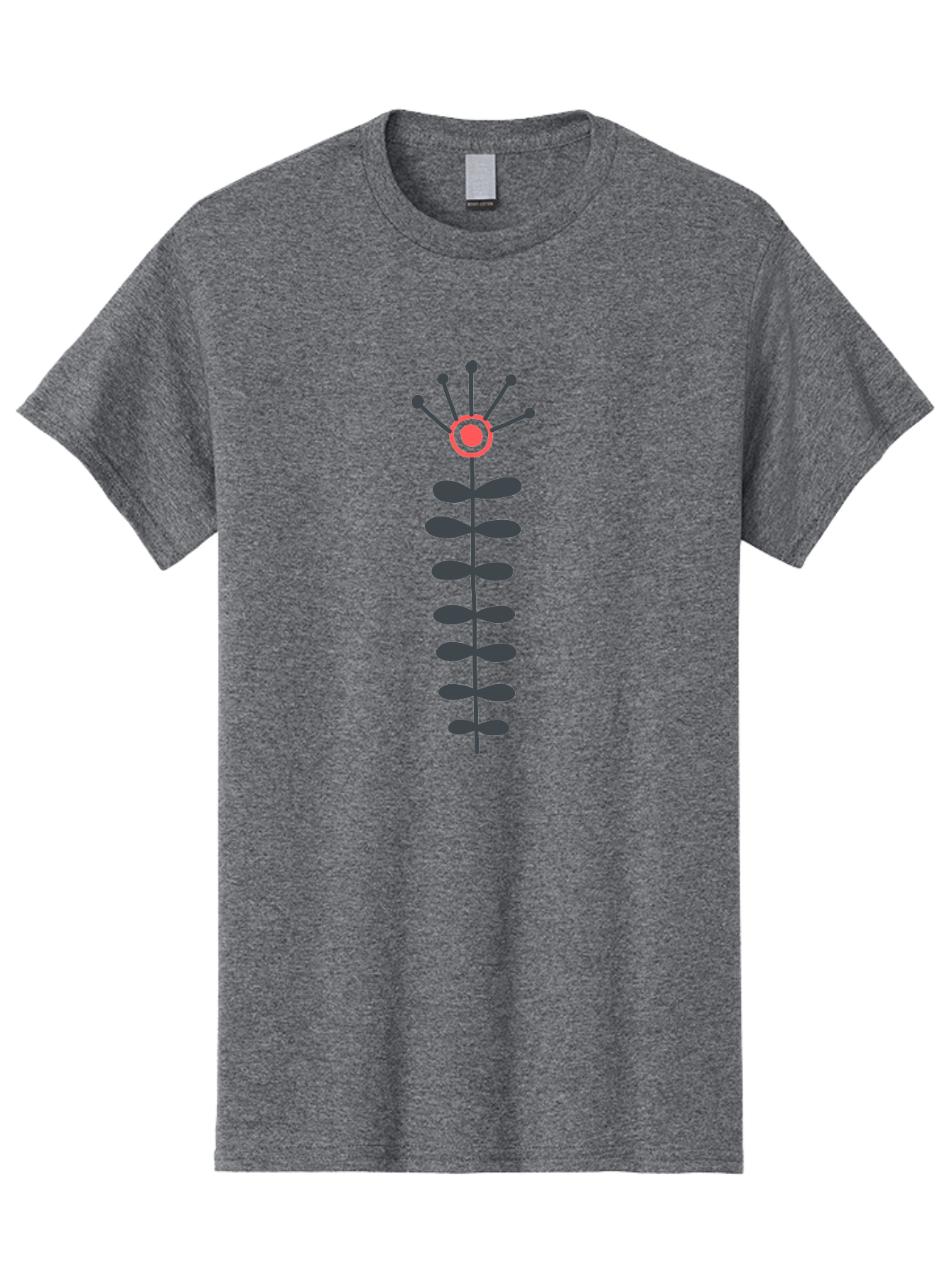 Atom Men'S Graphic Tee, 100% Cotton, Comfortable Casual Summer Wear, Machine Washable, Minimalist Flower Design, Simple Icon, Floral Symbol, Modern Graphic, Grey Petals, Pink Center Aab660