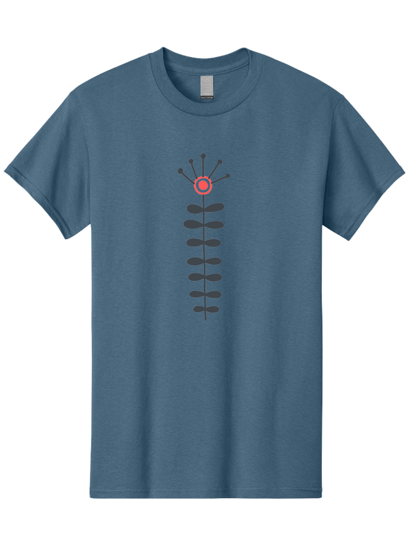 Atom Men'S Graphic Tee, 100% Cotton, Comfortable Casual Summer Wear, Machine Washable, Minimalist Flower Design, Simple Icon, Floral Symbol, Modern Graphic, Grey Petals, Pink Center Aab660