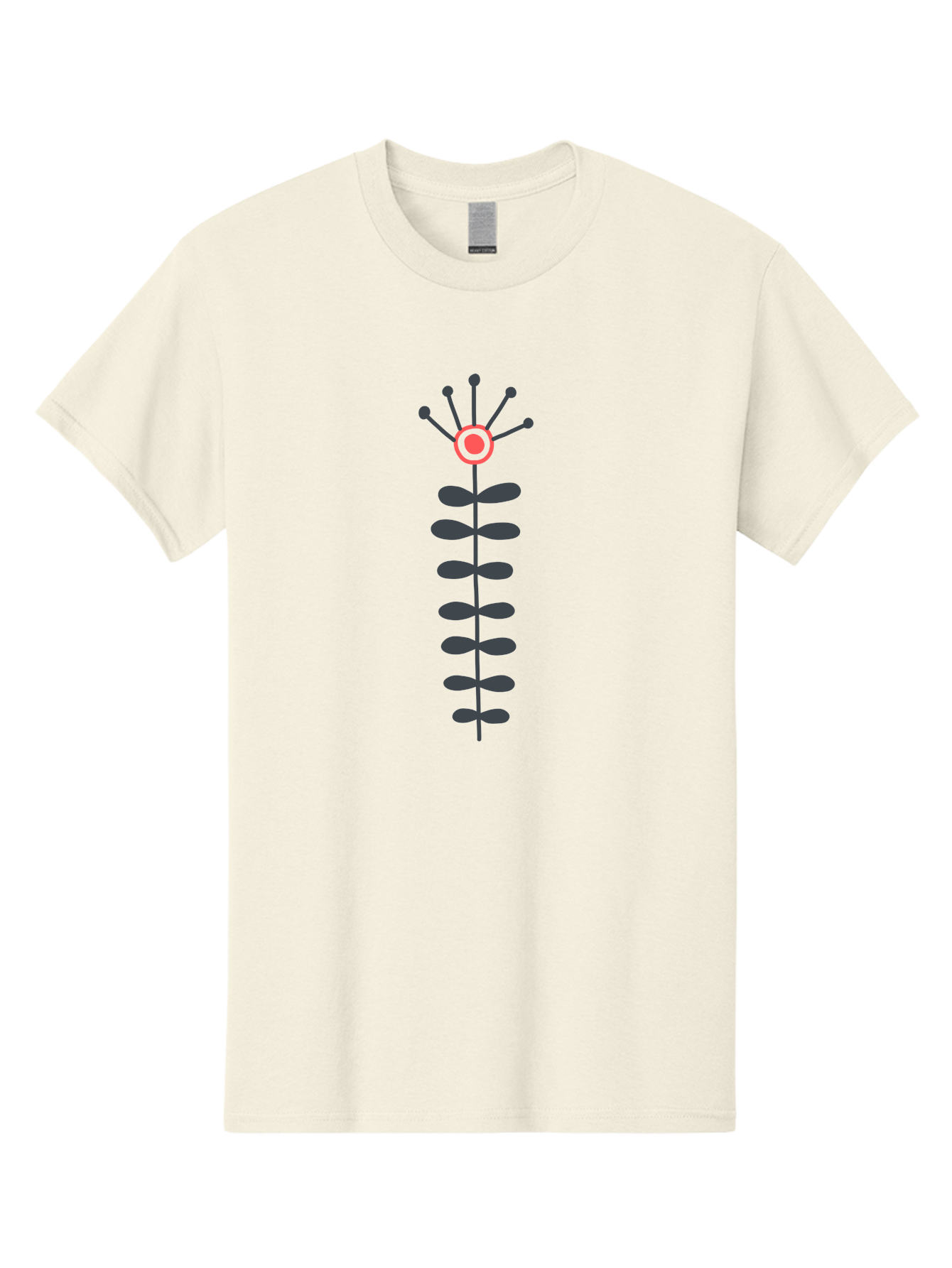 Atom Men'S Graphic Tee, 100% Cotton, Comfortable Casual Summer Wear, Machine Washable, Minimalist Flower Design, Simple Icon, Floral Symbol, Modern Graphic, Grey Petals, Pink Center Aab660