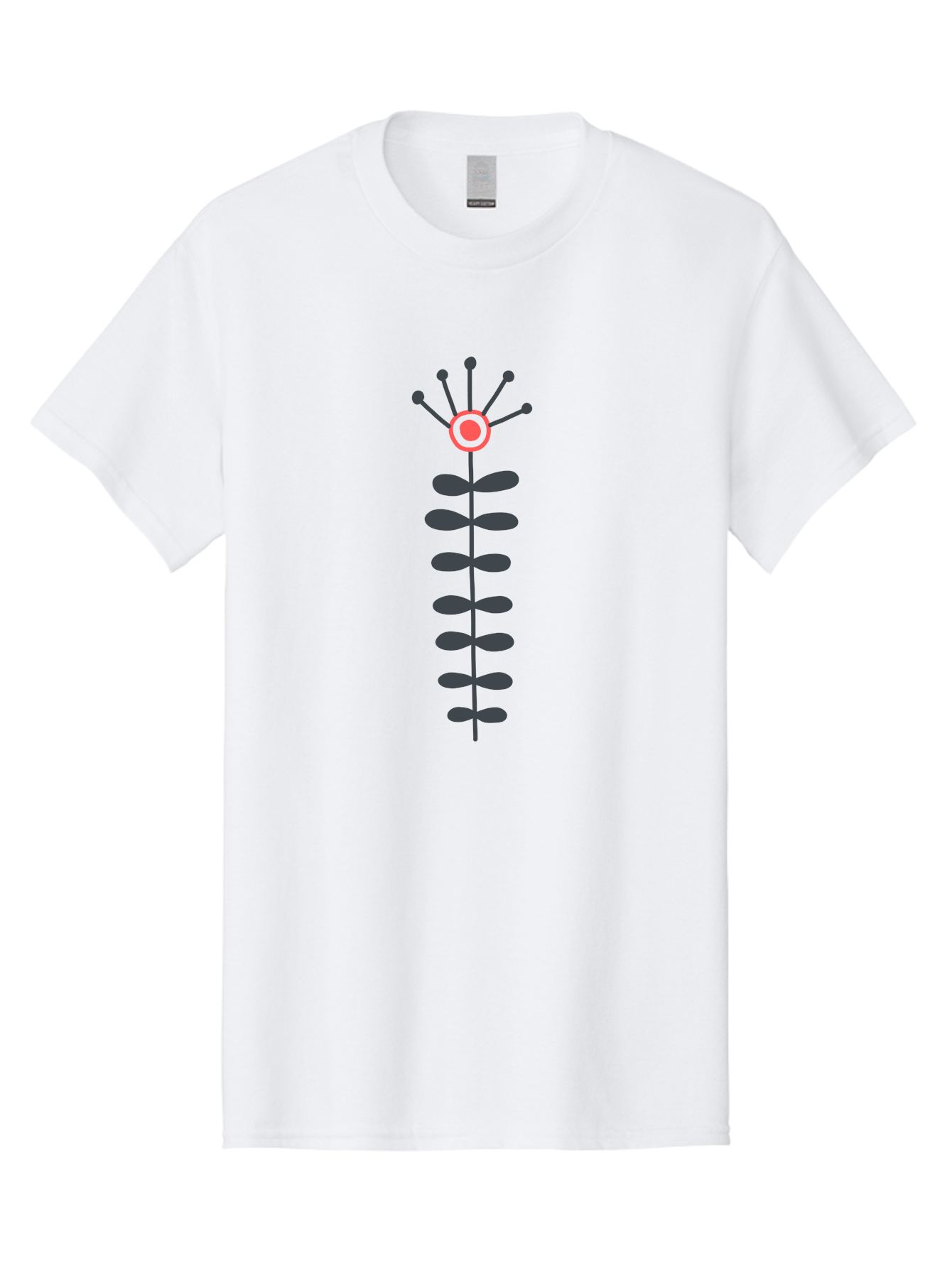 Atom Men'S Graphic Tee, 100% Cotton, Comfortable Casual Summer Wear, Machine Washable, Minimalist Flower Design, Simple Icon, Floral Symbol, Modern Graphic, Grey Petals, Pink Center Aab660