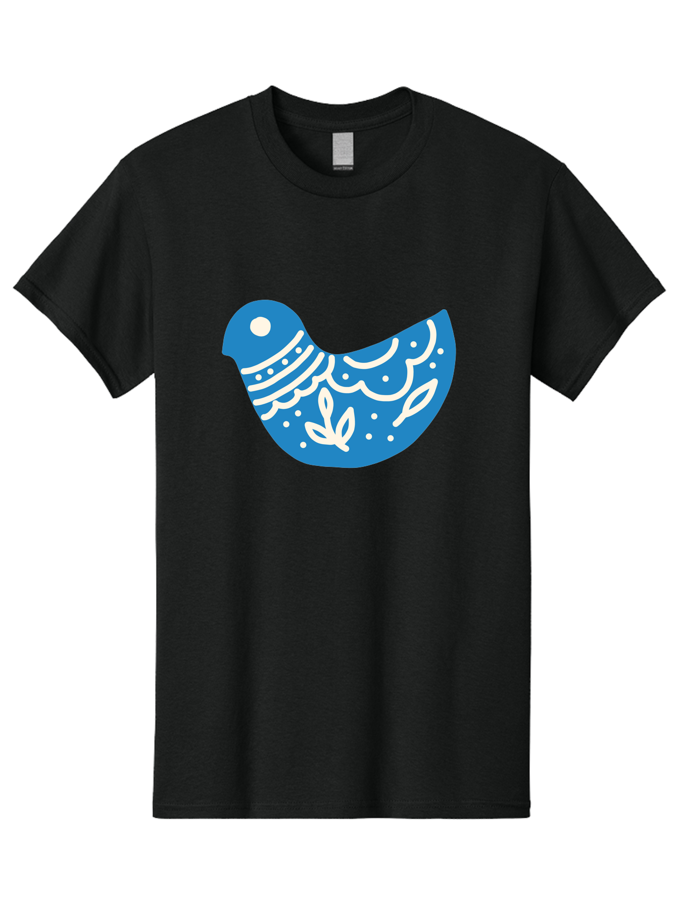 Bird-Logo Men'S Graphic Tee, 100% Cotton, Comfortable Casual Summer Wear, Machine Washable, Blue Bird, White Patterns, Abstract Design, Digital Art, Minimalist Illustration, Stylized Bird, Nature-Inspired, Creative Graphics Aab663
