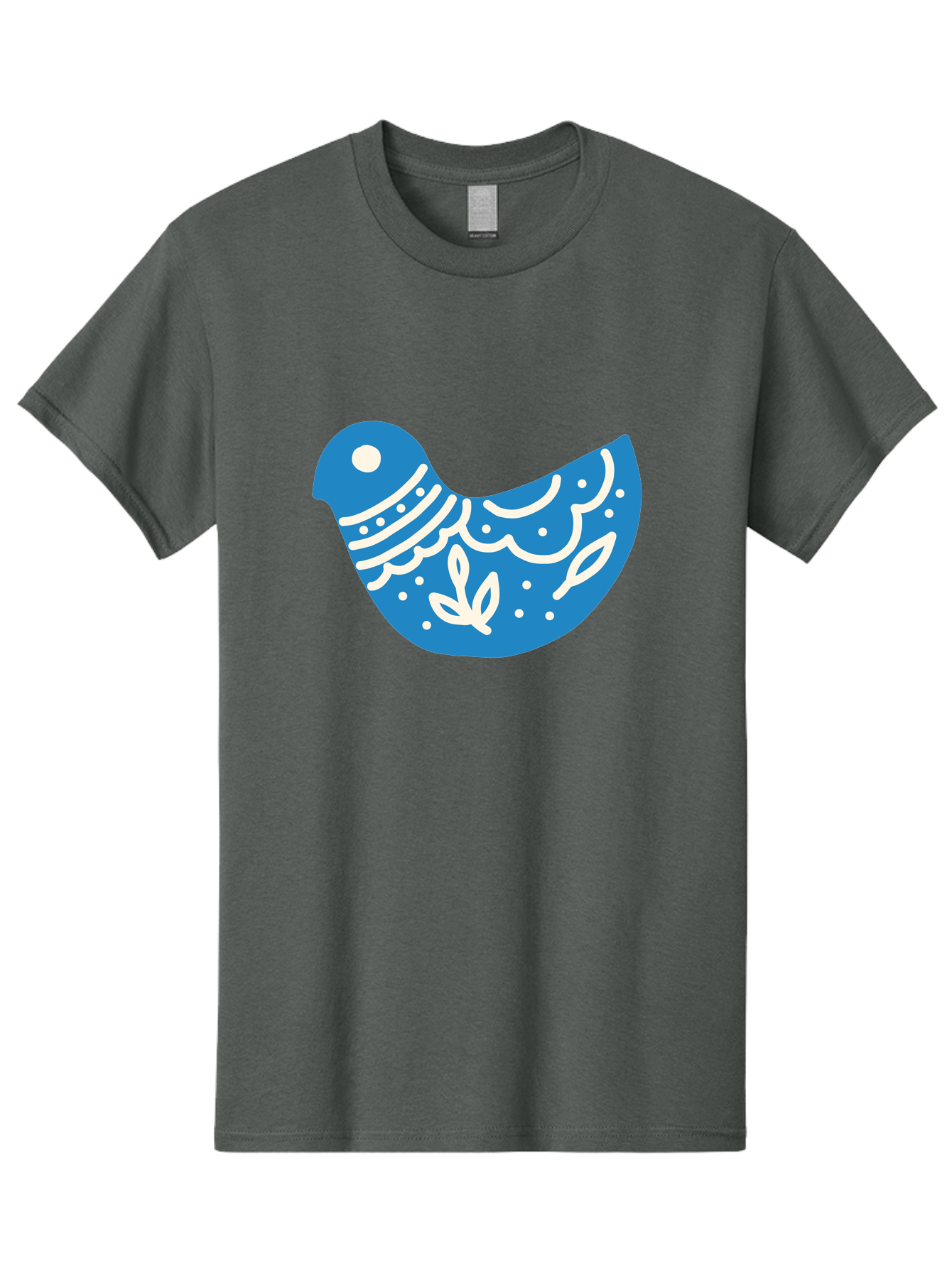 Bird-Logo Men'S Graphic Tee, 100% Cotton, Comfortable Casual Summer Wear, Machine Washable, Blue Bird, White Patterns, Abstract Design, Digital Art, Minimalist Illustration, Stylized Bird, Nature-Inspired, Creative Graphics Aab663