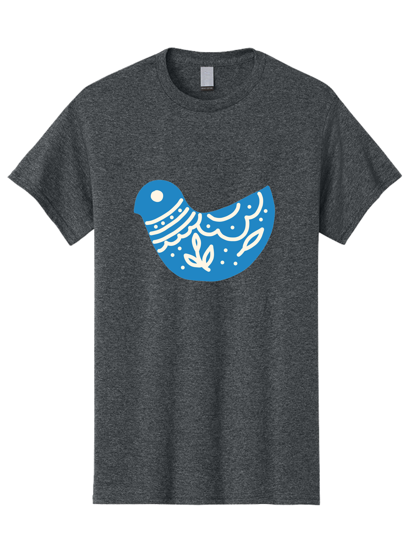 Bird-Logo Men'S Graphic Tee, 100% Cotton, Comfortable Casual Summer Wear, Machine Washable, Blue Bird, White Patterns, Abstract Design, Digital Art, Minimalist Illustration, Stylized Bird, Nature-Inspired, Creative Graphics Aab663