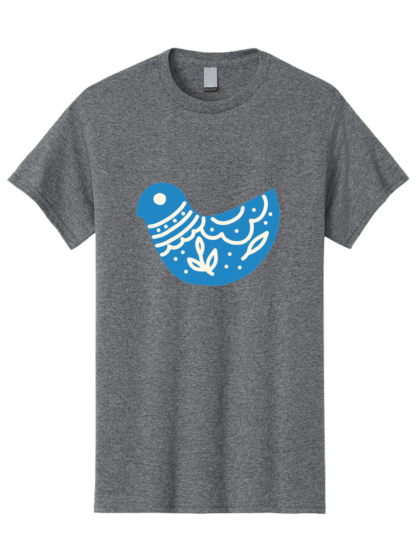 Bird-Logo Men'S Graphic Tee, 100% Cotton, Comfortable Casual Summer Wear, Machine Washable, Blue Bird, White Patterns, Abstract Design, Digital Art, Minimalist Illustration, Stylized Bird, Nature-Inspired, Creative Graphics Aab663
