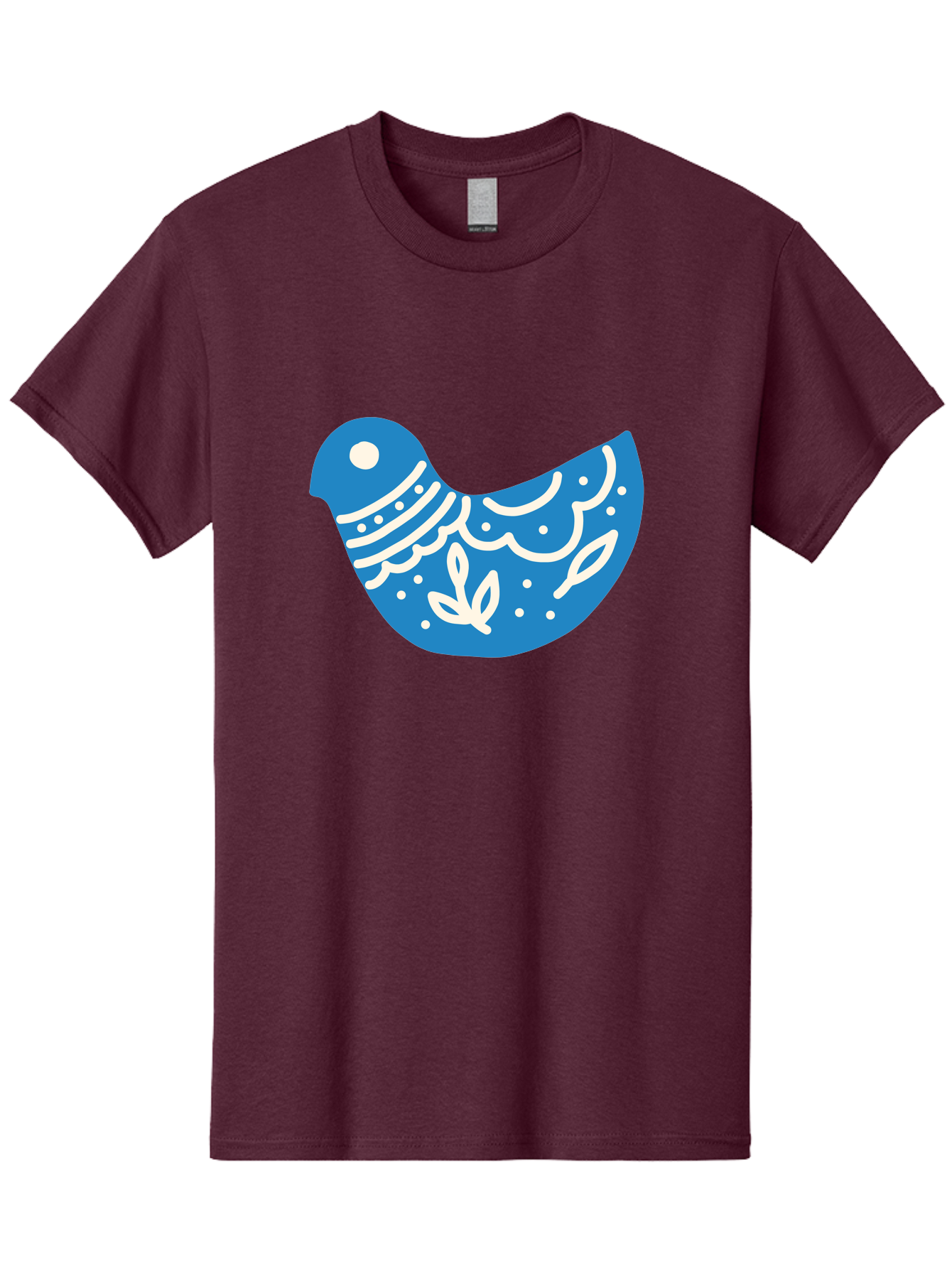 Bird-Logo Men'S Graphic Tee, 100% Cotton, Comfortable Casual Summer Wear, Machine Washable, Blue Bird, White Patterns, Abstract Design, Digital Art, Minimalist Illustration, Stylized Bird, Nature-Inspired, Creative Graphics Aab663