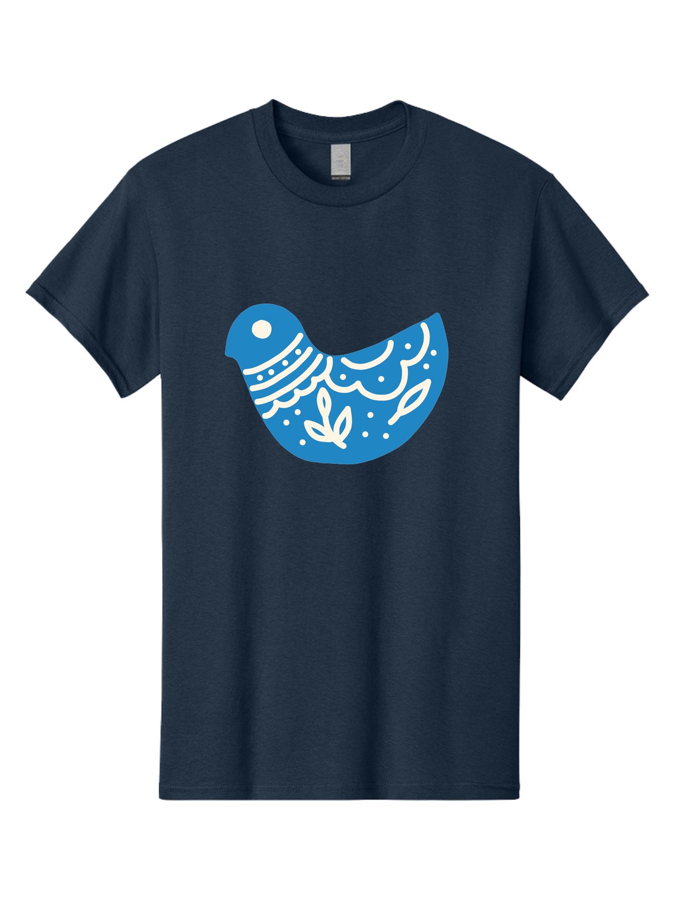 Bird-Logo Men'S Graphic Tee, 100% Cotton, Comfortable Casual Summer Wear, Machine Washable, Blue Bird, White Patterns, Abstract Design, Digital Art, Minimalist Illustration, Stylized Bird, Nature-Inspired, Creative Graphics Aab663