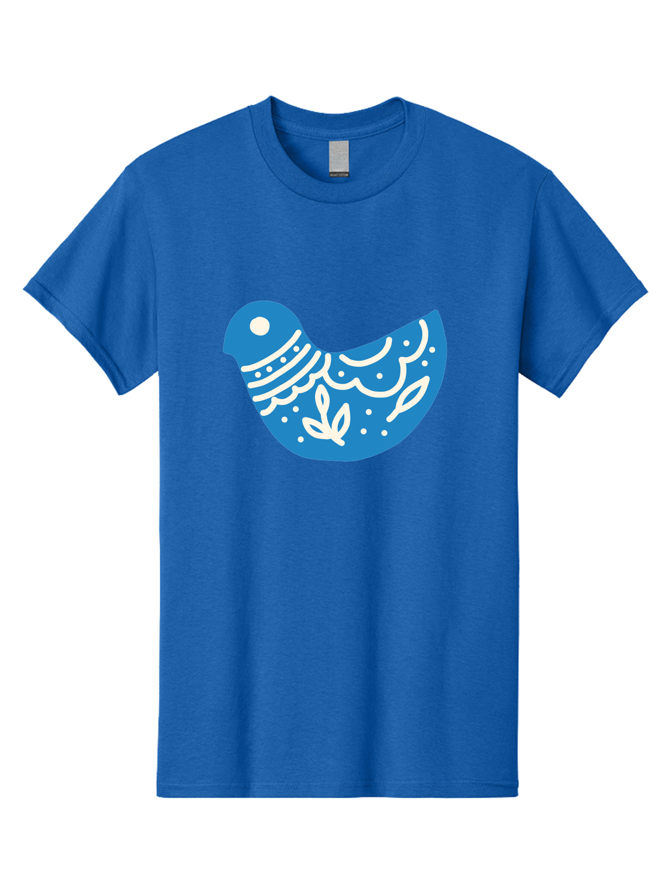 Bird-Logo Men'S Graphic Tee, 100% Cotton, Comfortable Casual Summer Wear, Machine Washable, Blue Bird, White Patterns, Abstract Design, Digital Art, Minimalist Illustration, Stylized Bird, Nature-Inspired, Creative Graphics Aab663