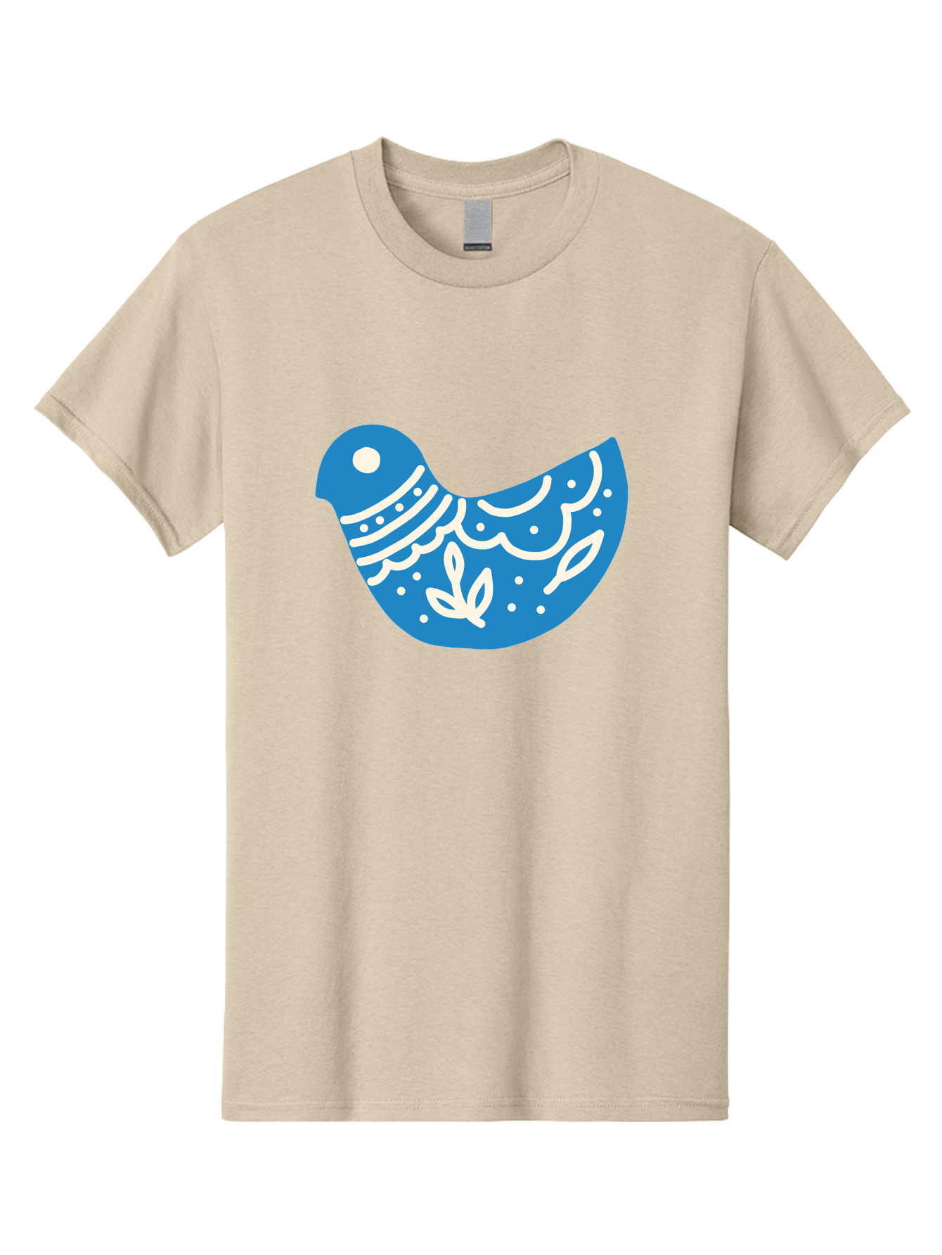 Bird-Logo Men'S Graphic Tee, 100% Cotton, Comfortable Casual Summer Wear, Machine Washable, Blue Bird, White Patterns, Abstract Design, Digital Art, Minimalist Illustration, Stylized Bird, Nature-Inspired, Creative Graphics Aab663