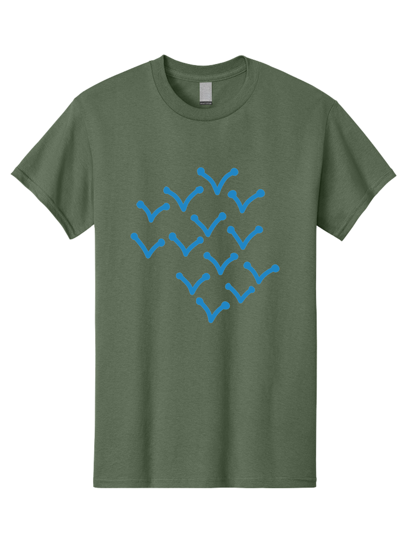 Blue-Checkmarks Men'S Graphic Tee, 100% Cotton, Comfortable Casual Summer Wear, Machine Washable, Check Marks, Ticks, Approval Symbols, Confirmation Icons, Blue Ticks On Green, Validation Signs, Positive Feedback, Checkmark Pattern Aab668