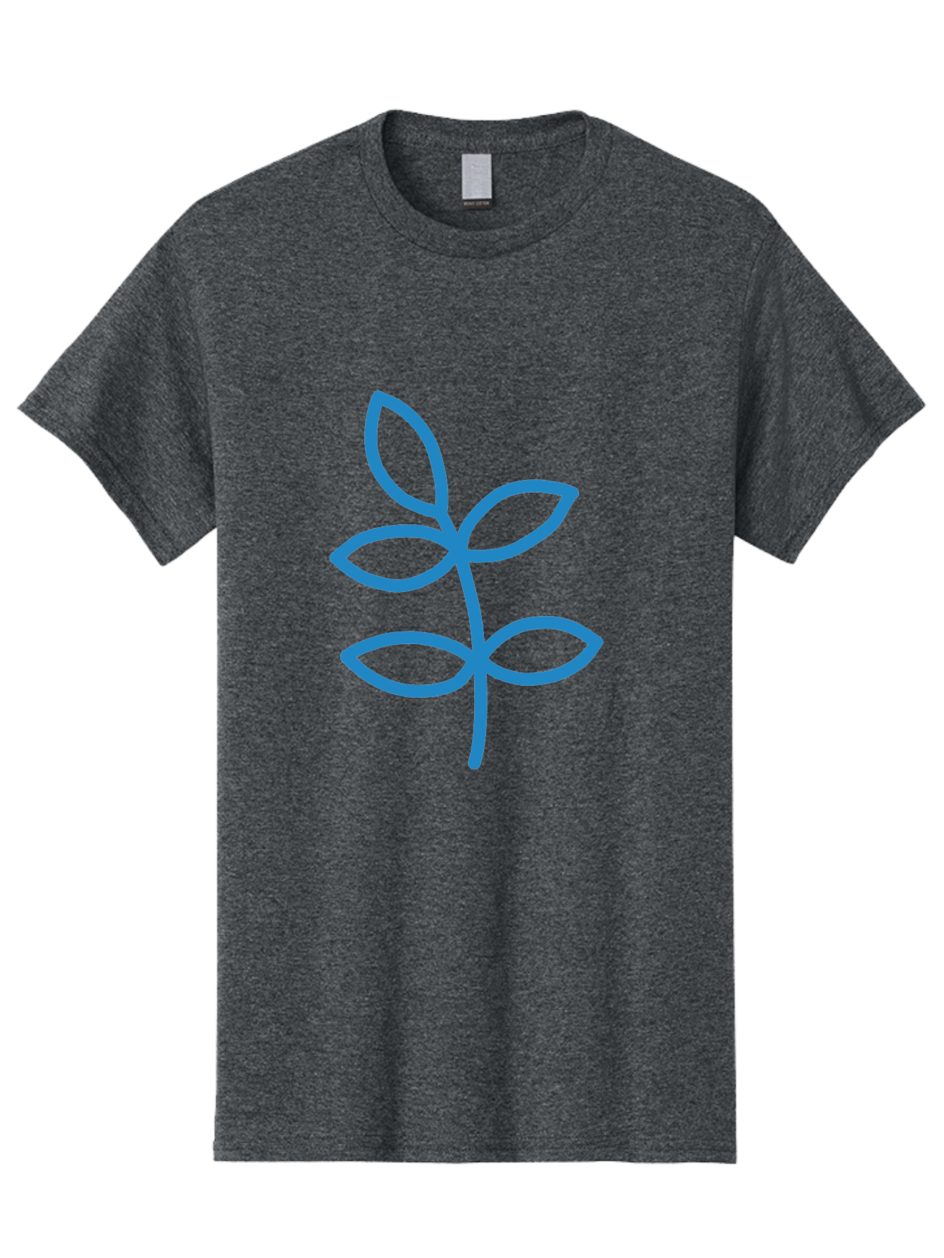 Blue-Leafy-Stem Men'S Graphic Tee, 100% Cotton, Comfortable Casual Summer Wear, Machine Washable, Simple Drawing, Blue Sprout, Five Leaves, Stem, Minimalist Design, Botanical Illustration, Hand-Drawn Art, Digital Art Aab669