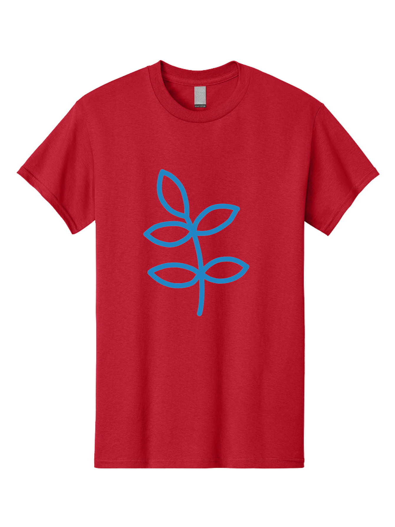 Blue-Leafy-Stem Men'S Graphic Tee, 100% Cotton, Comfortable Casual Summer Wear, Machine Washable, Simple Drawing, Blue Sprout, Five Leaves, Stem, Minimalist Design, Botanical Illustration, Hand-Drawn Art, Digital Art Aab669