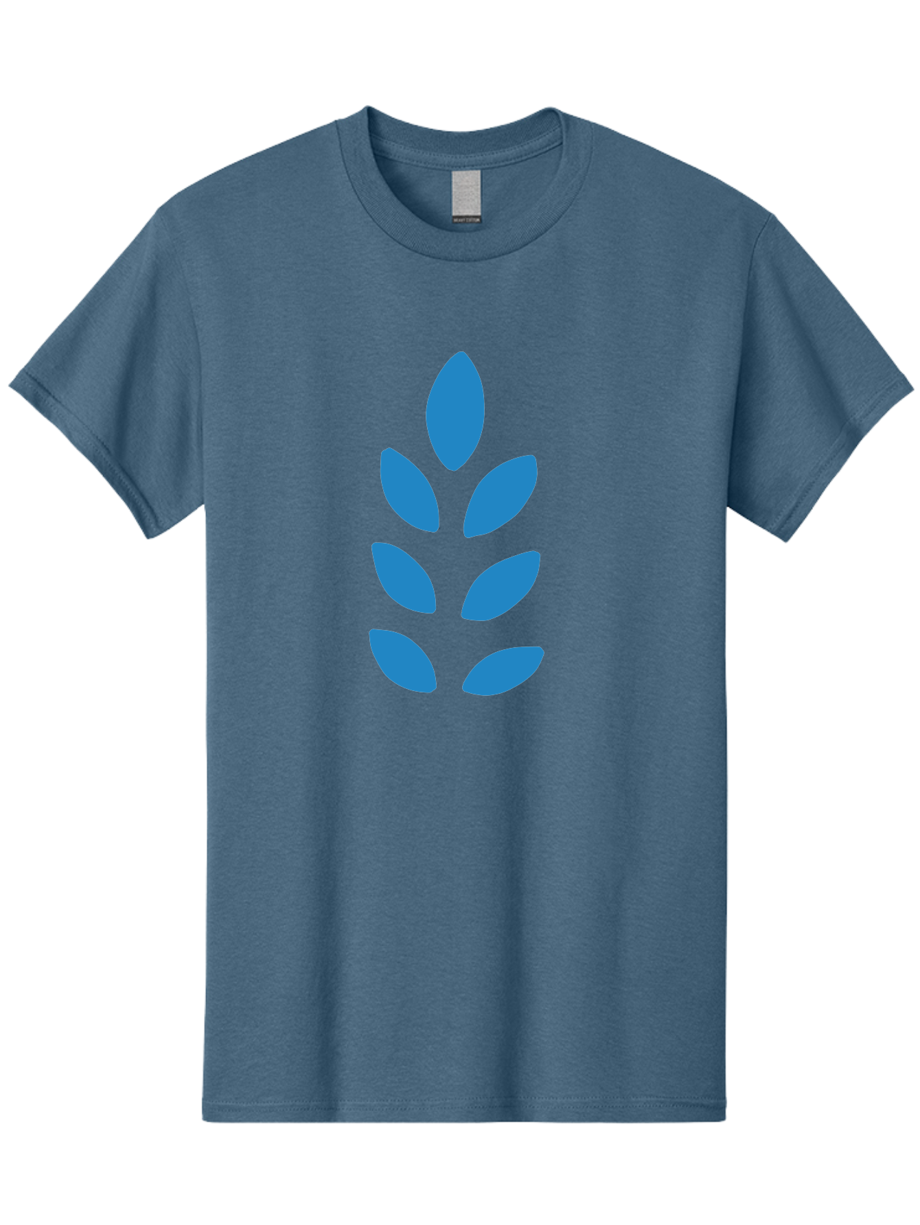 Blue-Leaves Men'S Graphic Tee, 100% Cotton, Comfortable Casual Summer Wear, Machine Washable, Blue Leaves, Simple Design, Minimalist Art, Stylized Foliage, Graphic Element, Abstract Shape, Modern Illustration Aab670