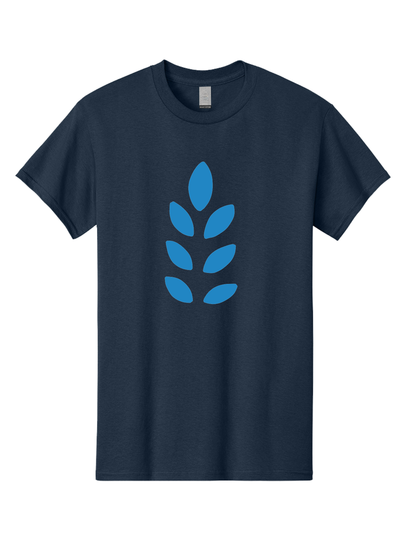 Blue-Leaves Men'S Graphic Tee, 100% Cotton, Comfortable Casual Summer Wear, Machine Washable, Blue Leaves, Simple Design, Minimalist Art, Stylized Foliage, Graphic Element, Abstract Shape, Modern Illustration Aab670