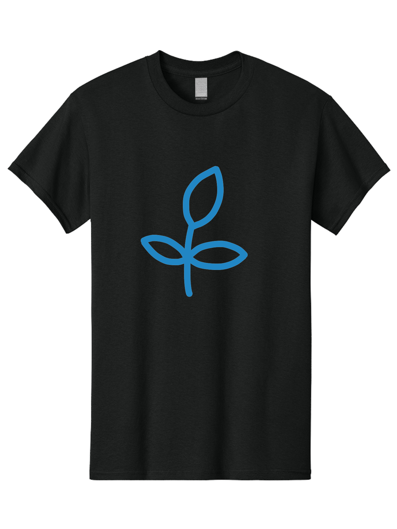 Blue-Plant Men'S Graphic Tee, 100% Cotton, Comfortable Casual Summer Wear, Machine Washable, Simple Plant Illustration, Blue Outline, Minimalist Design, Childlike Artwork, Hand-Drawn Imagery, Floral Motif, Stylized Leaves Aab671