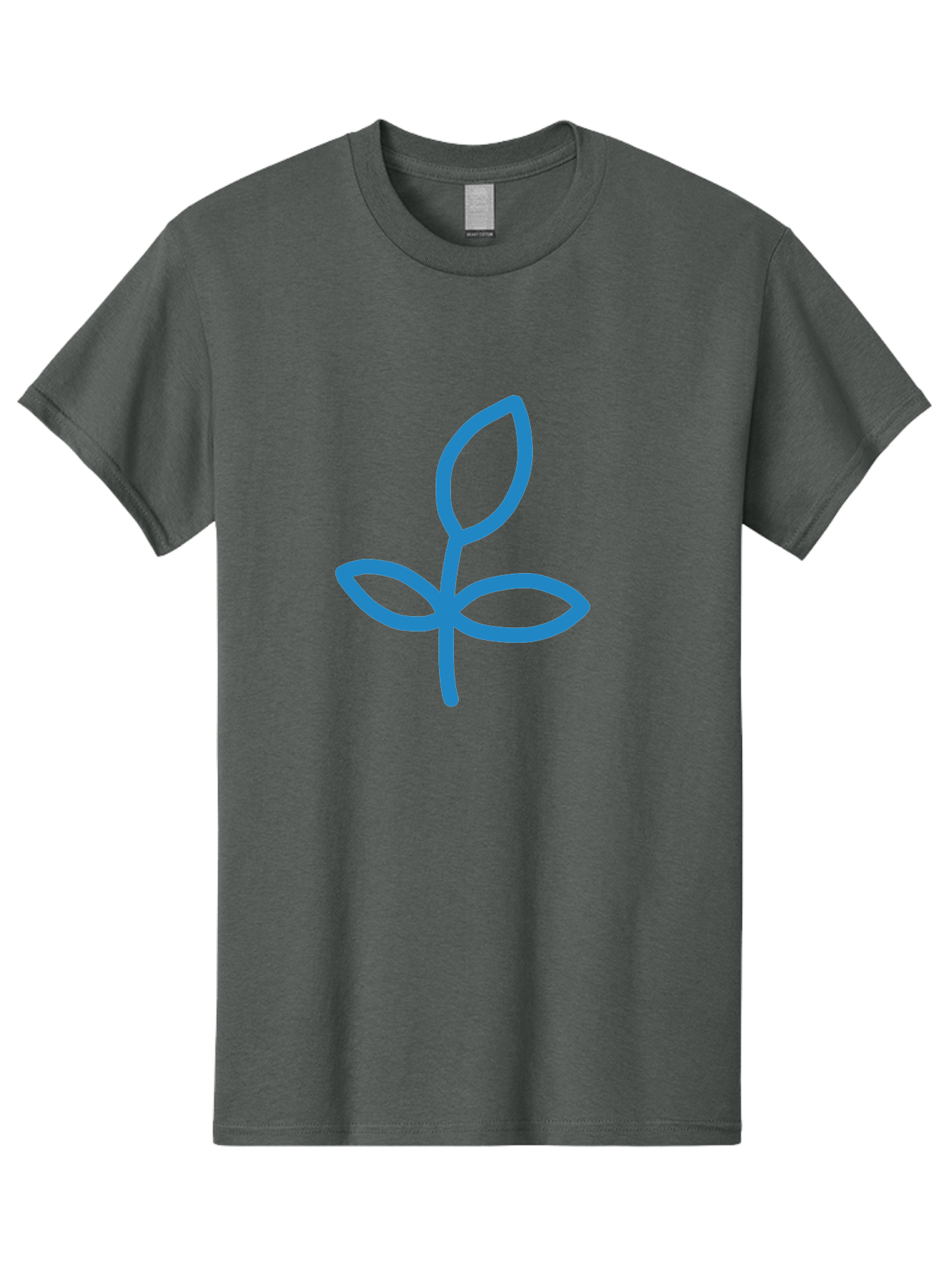 Blue-Plant Men'S Graphic Tee, 100% Cotton, Comfortable Casual Summer Wear, Machine Washable, Simple Plant Illustration, Blue Outline, Minimalist Design, Childlike Artwork, Hand-Drawn Imagery, Floral Motif, Stylized Leaves Aab671