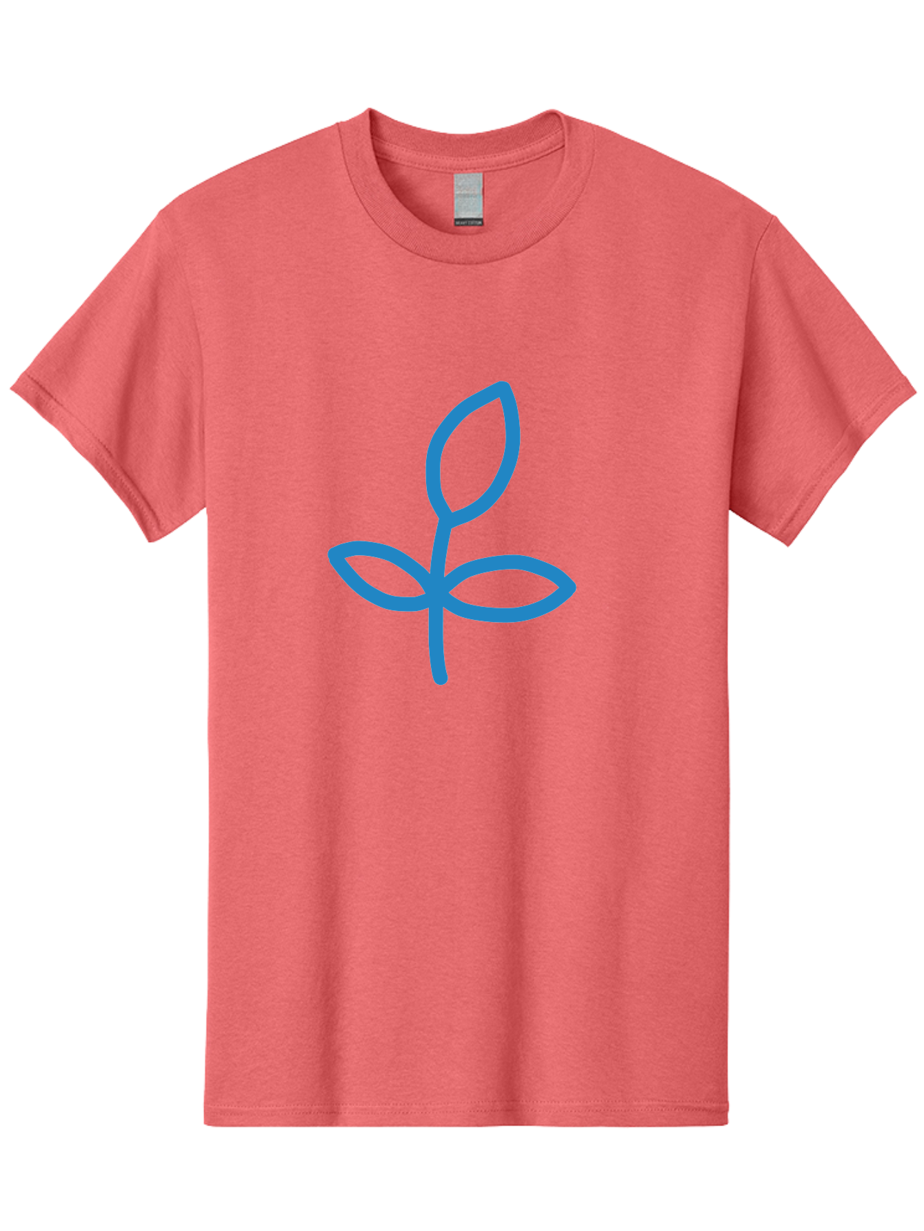 Blue-Plant Men'S Graphic Tee, 100% Cotton, Comfortable Casual Summer Wear, Machine Washable, Simple Plant Illustration, Blue Outline, Minimalist Design, Childlike Artwork, Hand-Drawn Imagery, Floral Motif, Stylized Leaves Aab671