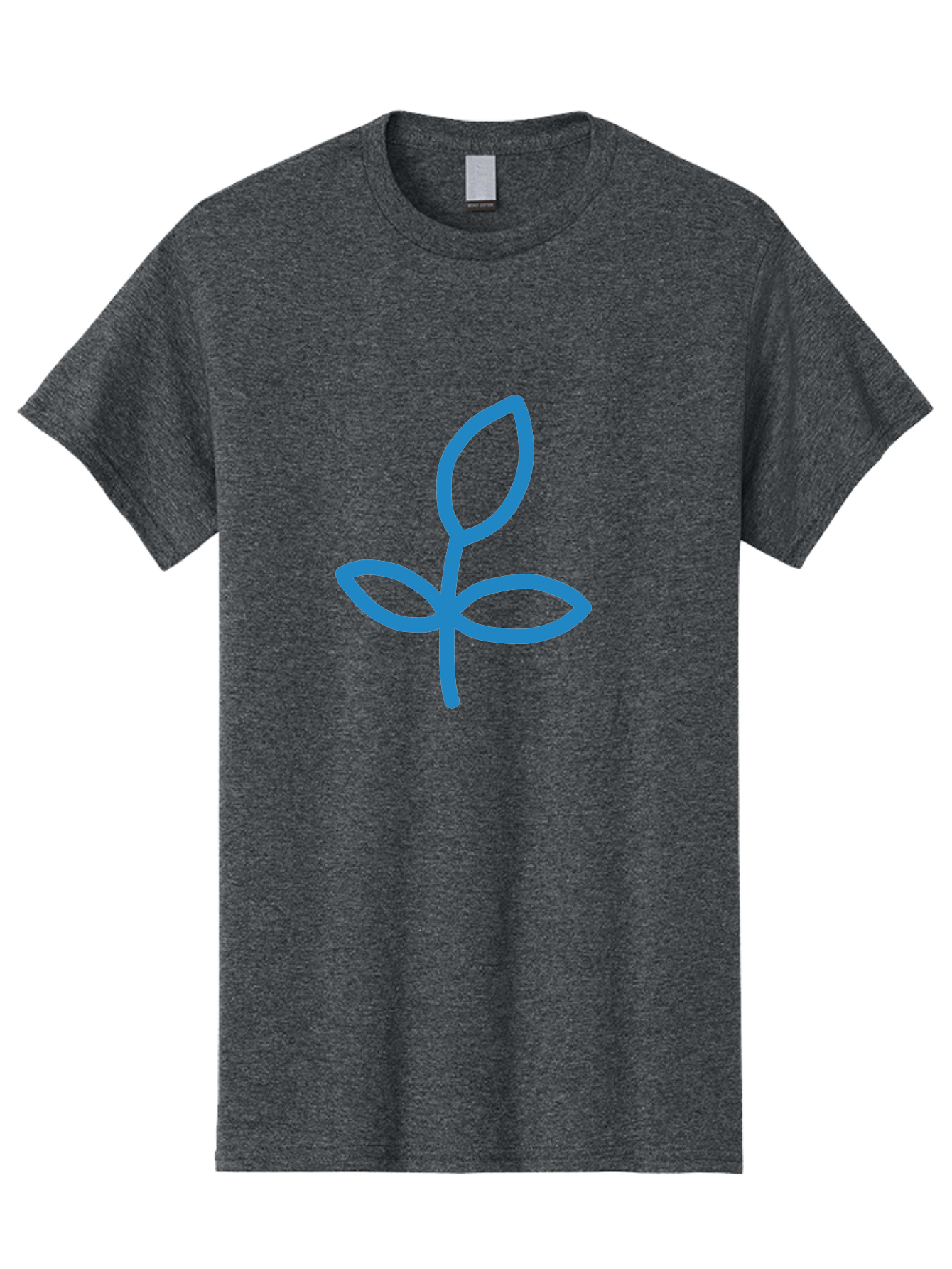 Blue-Plant Men'S Graphic Tee, 100% Cotton, Comfortable Casual Summer Wear, Machine Washable, Simple Plant Illustration, Blue Outline, Minimalist Design, Childlike Artwork, Hand-Drawn Imagery, Floral Motif, Stylized Leaves Aab671