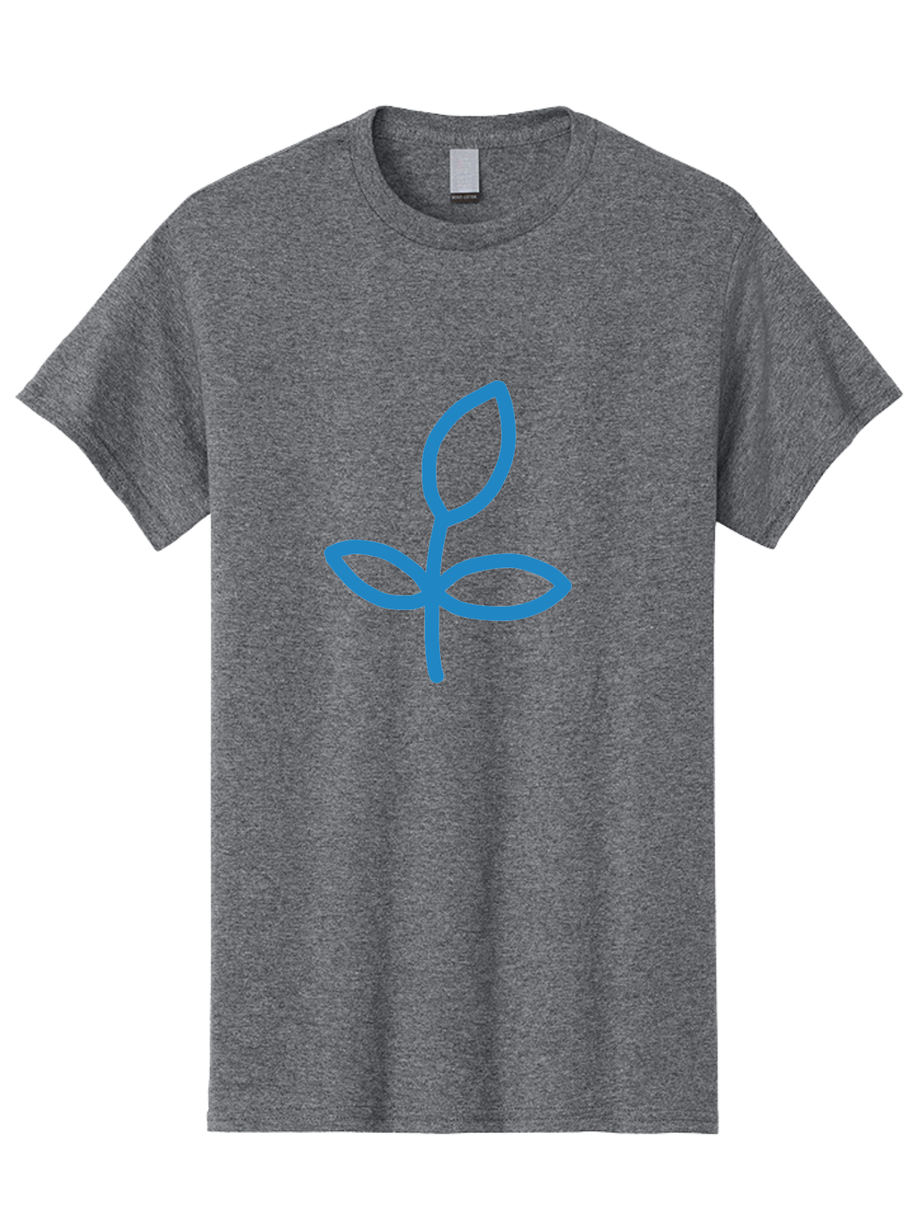 Blue-Plant Men'S Graphic Tee, 100% Cotton, Comfortable Casual Summer Wear, Machine Washable, Simple Plant Illustration, Blue Outline, Minimalist Design, Childlike Artwork, Hand-Drawn Imagery, Floral Motif, Stylized Leaves Aab671