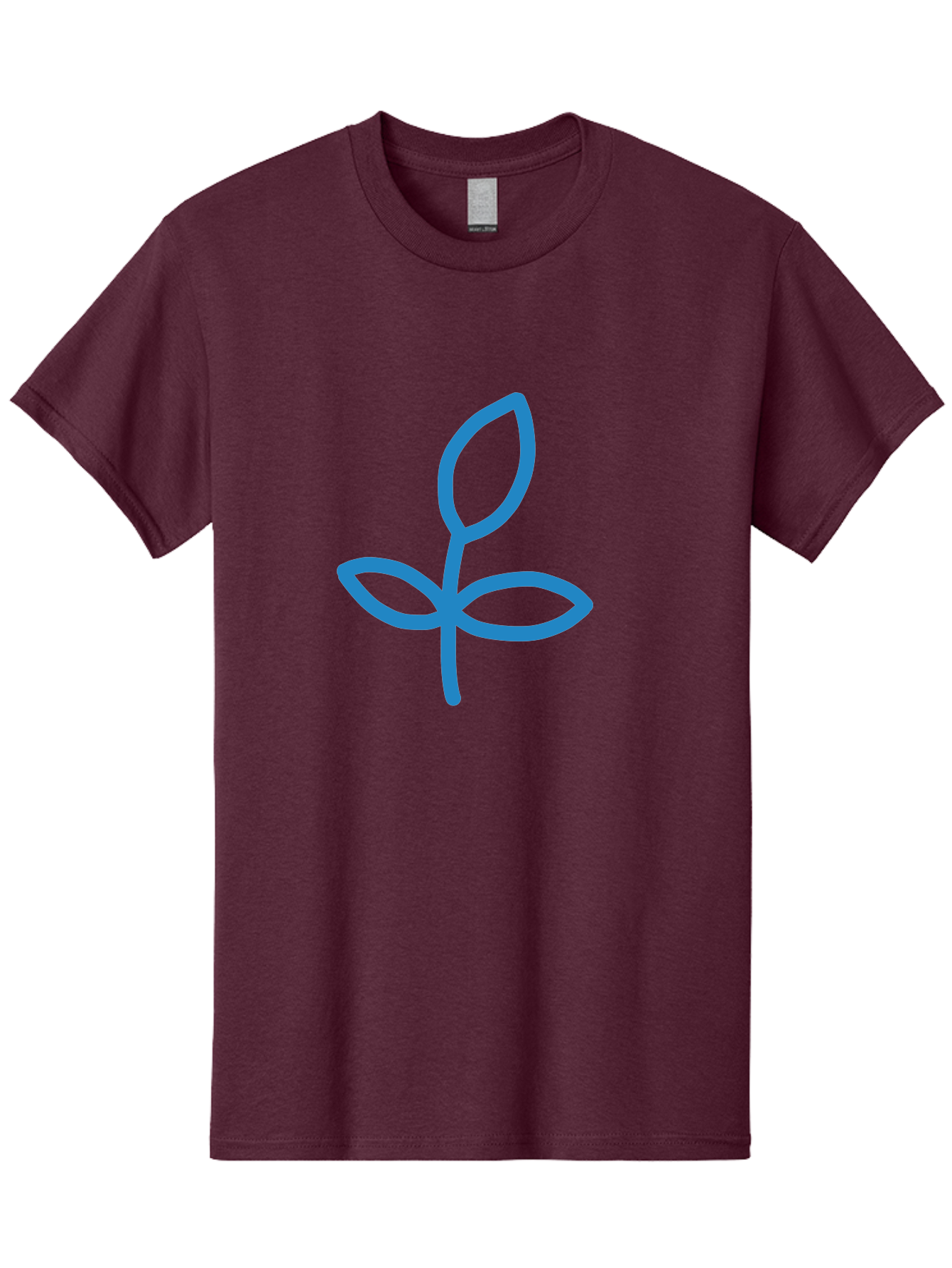 Blue-Plant Men'S Graphic Tee, 100% Cotton, Comfortable Casual Summer Wear, Machine Washable, Simple Plant Illustration, Blue Outline, Minimalist Design, Childlike Artwork, Hand-Drawn Imagery, Floral Motif, Stylized Leaves Aab671