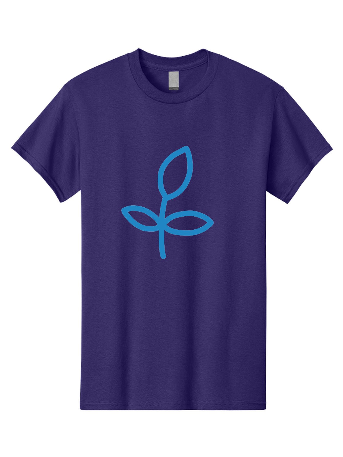 Blue-Plant Men'S Graphic Tee, 100% Cotton, Comfortable Casual Summer Wear, Machine Washable, Simple Plant Illustration, Blue Outline, Minimalist Design, Childlike Artwork, Hand-Drawn Imagery, Floral Motif, Stylized Leaves Aab671